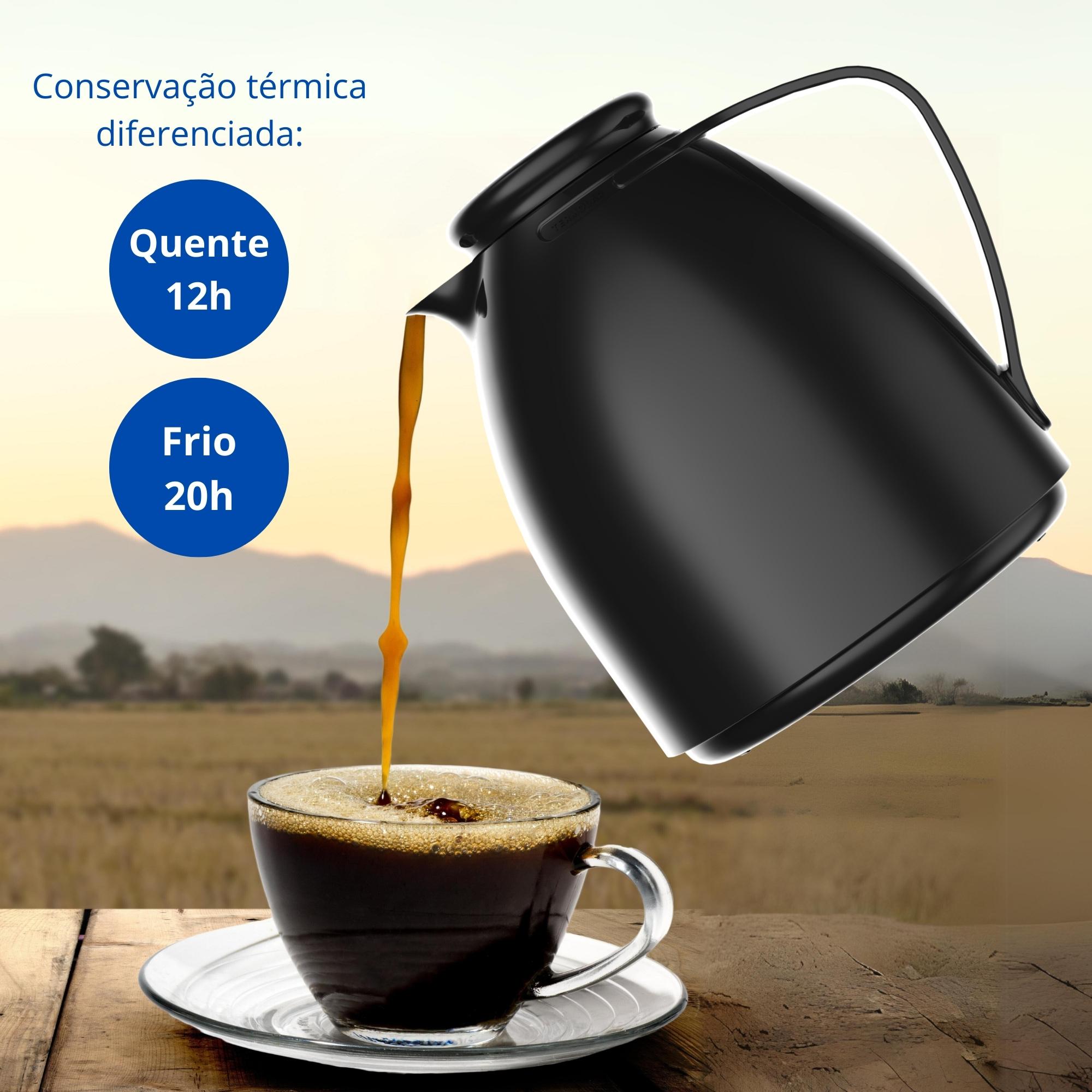 Garrafa Térmica Bule Luna 500ml Preta Plástico Isolamento de Ampola de Vidro Termolar 57574