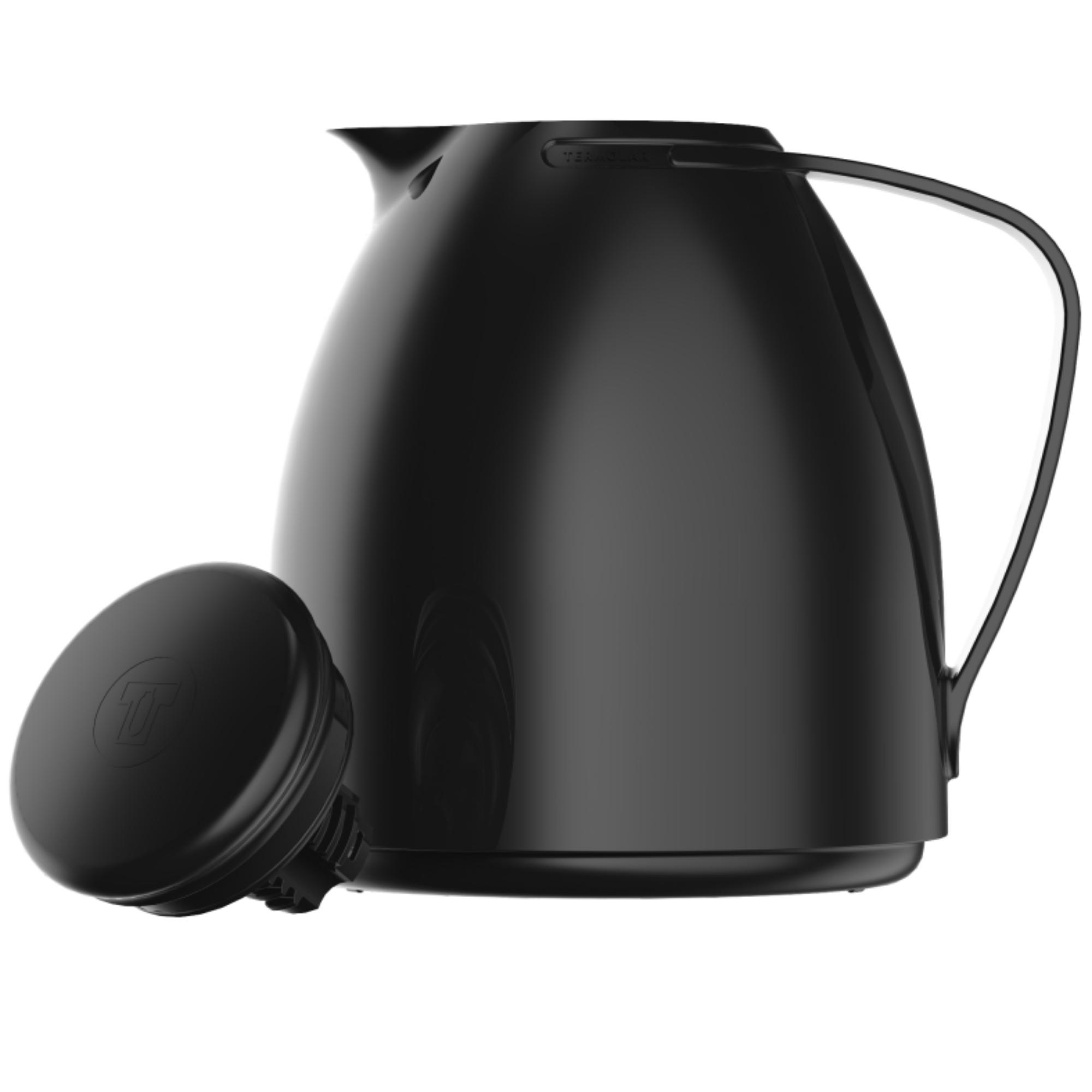 Garrafa Térmica Bule Luna 500ml Preta Plástico Isolamento de Ampola de Vidro Termolar 57574