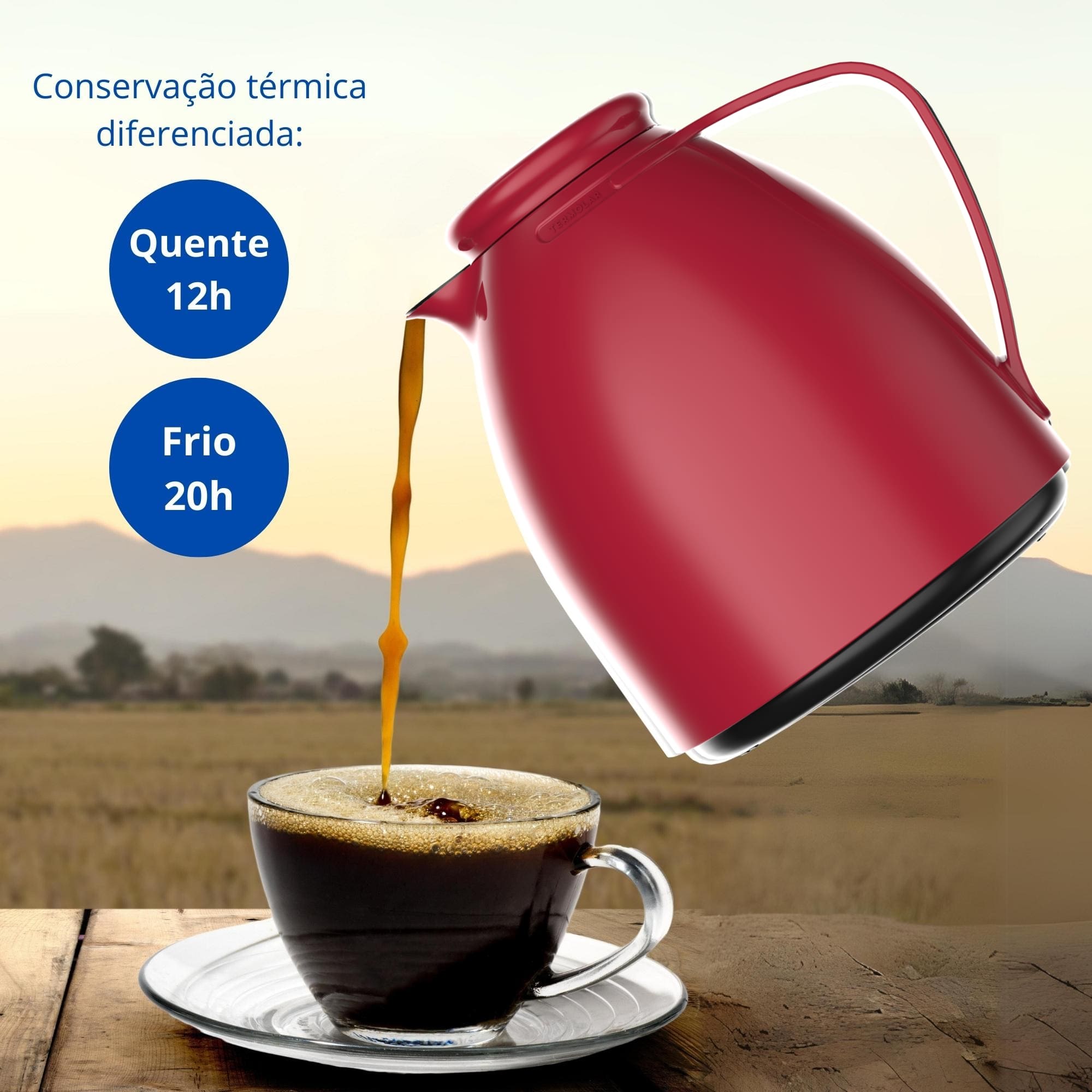 Garrafa Térmica Bule Luna 500ml Vermelho Plástico Isolamento de Ampola de Vidro Termolar - 57669