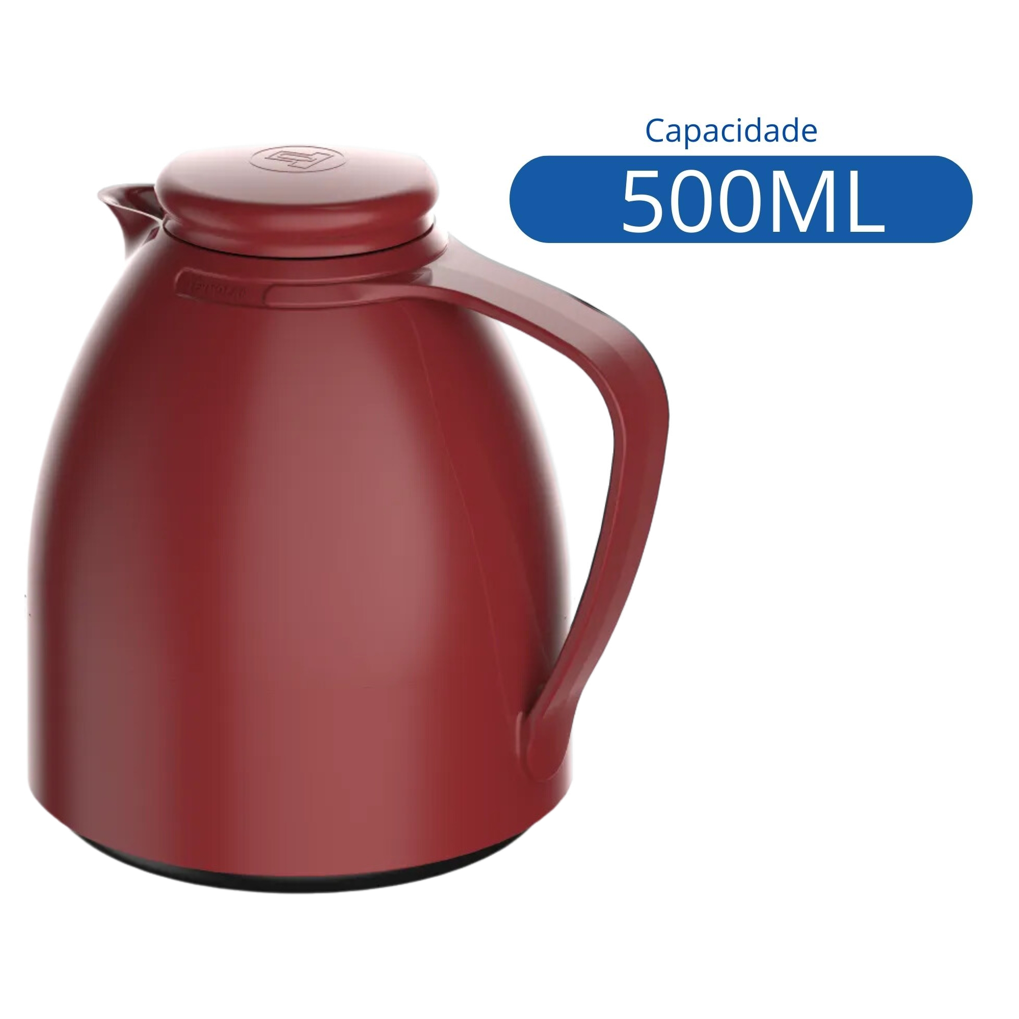 Garrafa Térmica Bule Luna 500ml Vermelho Plástico Isolamento de Ampola de Vidro Termolar - 57669