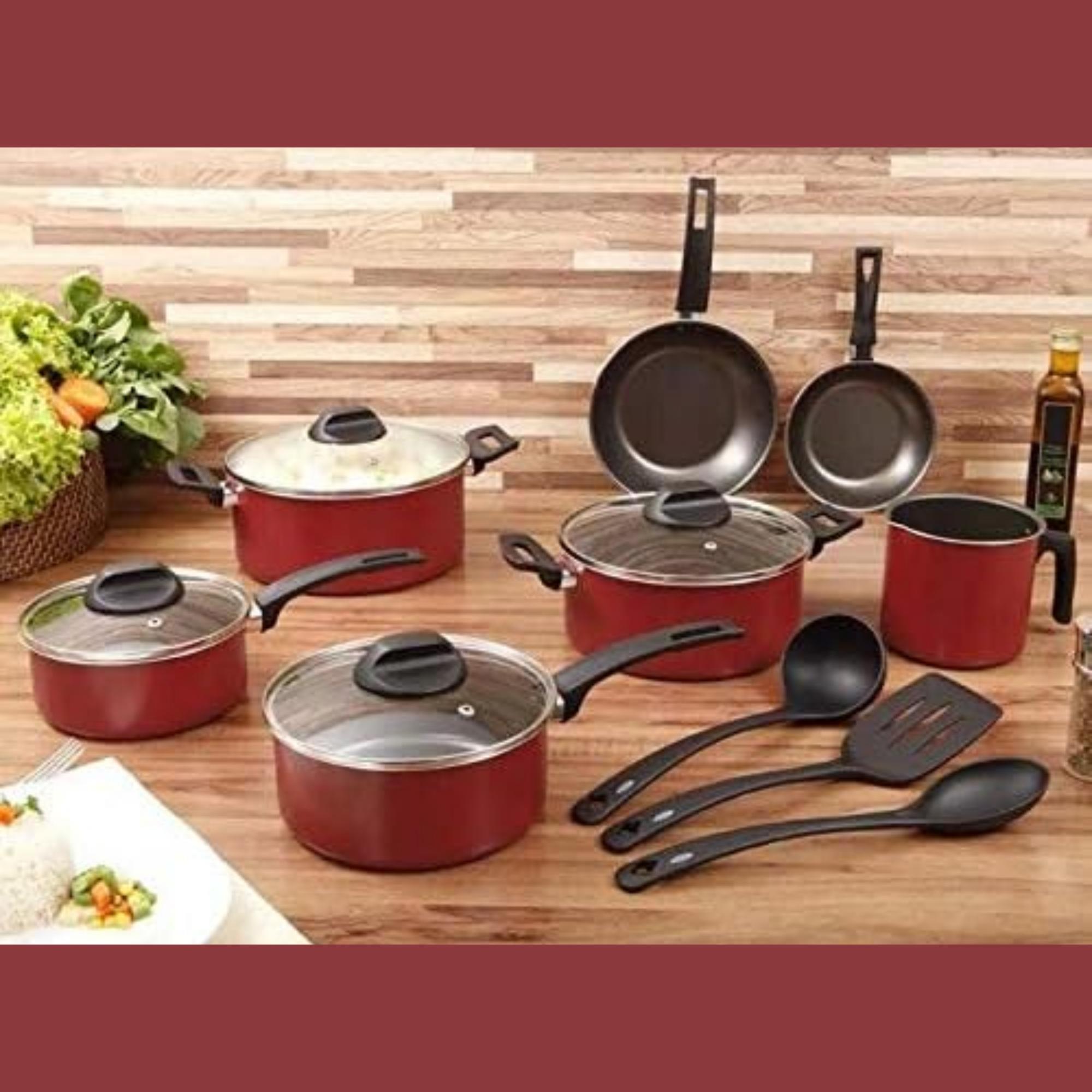 Conjunto de Panelas Onion Alumínio Revestimento Antiaderente 10 pçs Vermelha Brinox 7041/400
