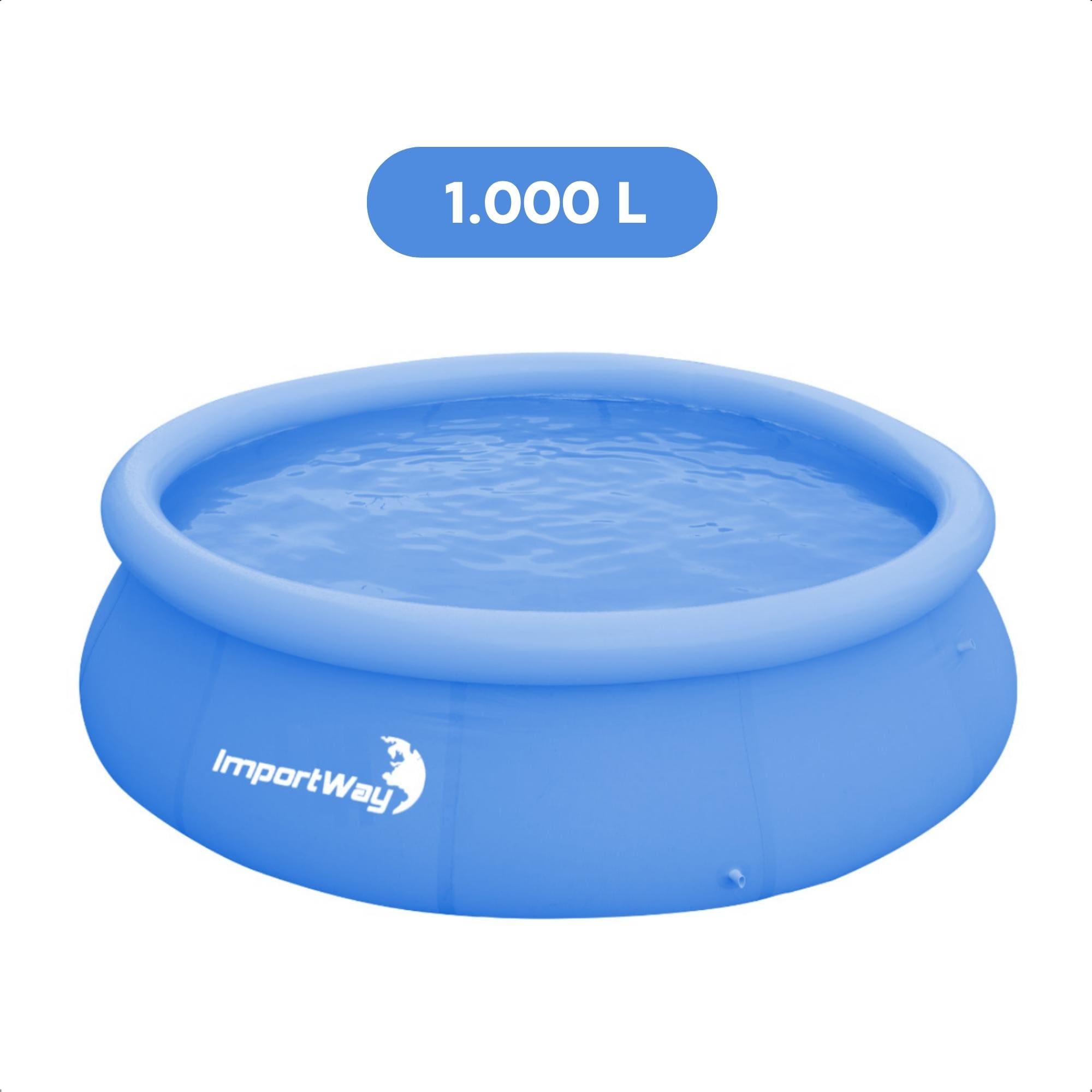 Piscina Borda Inflável 1.000 Litros PVC 1,68m x 51cm Cor Azul c/ Kit Reparo Importway - IWPBI1000