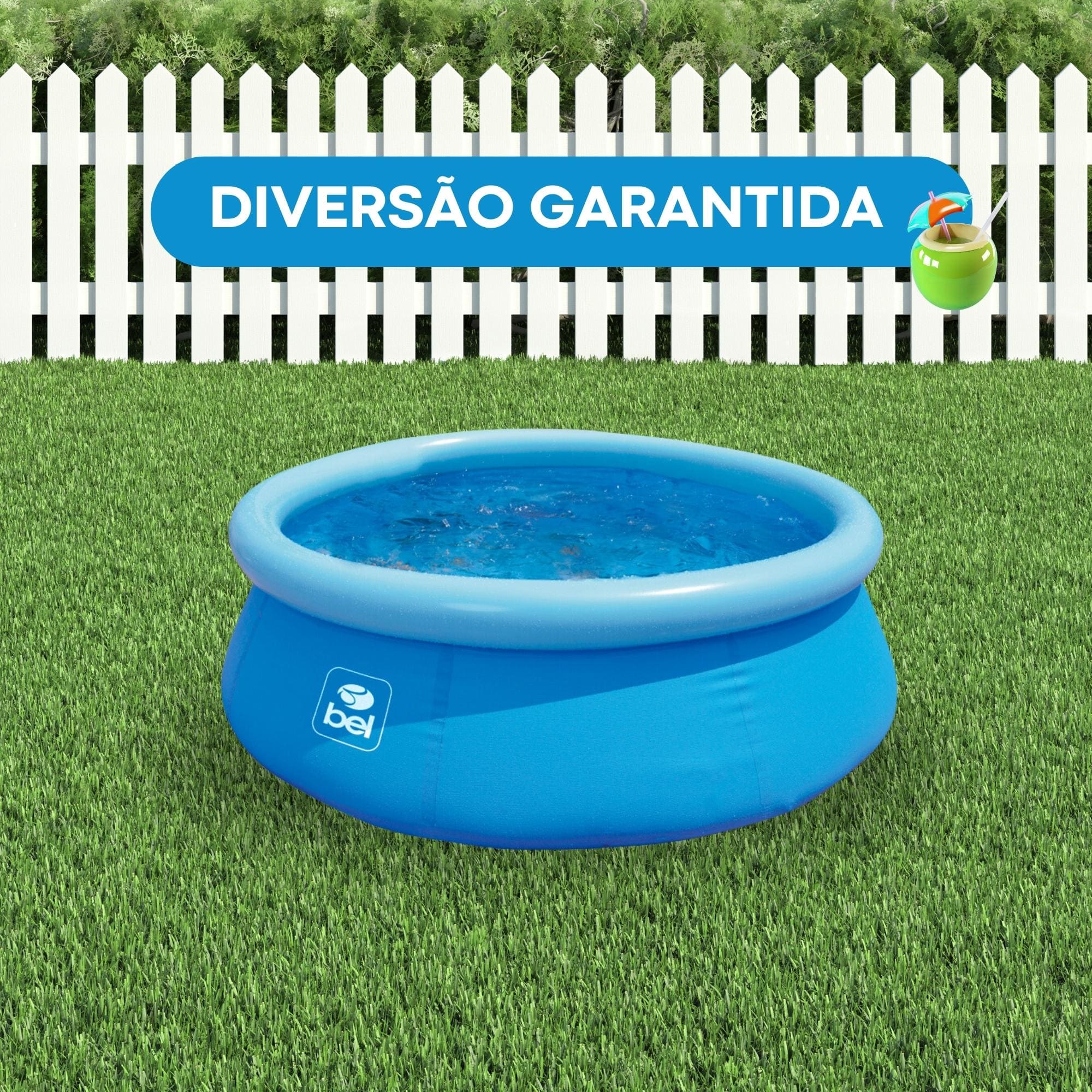 Piscina Inflável Infantil 500 Litros PVC 1,50m x 38cm Cor Azul com Kit Reparo BEL - 50000