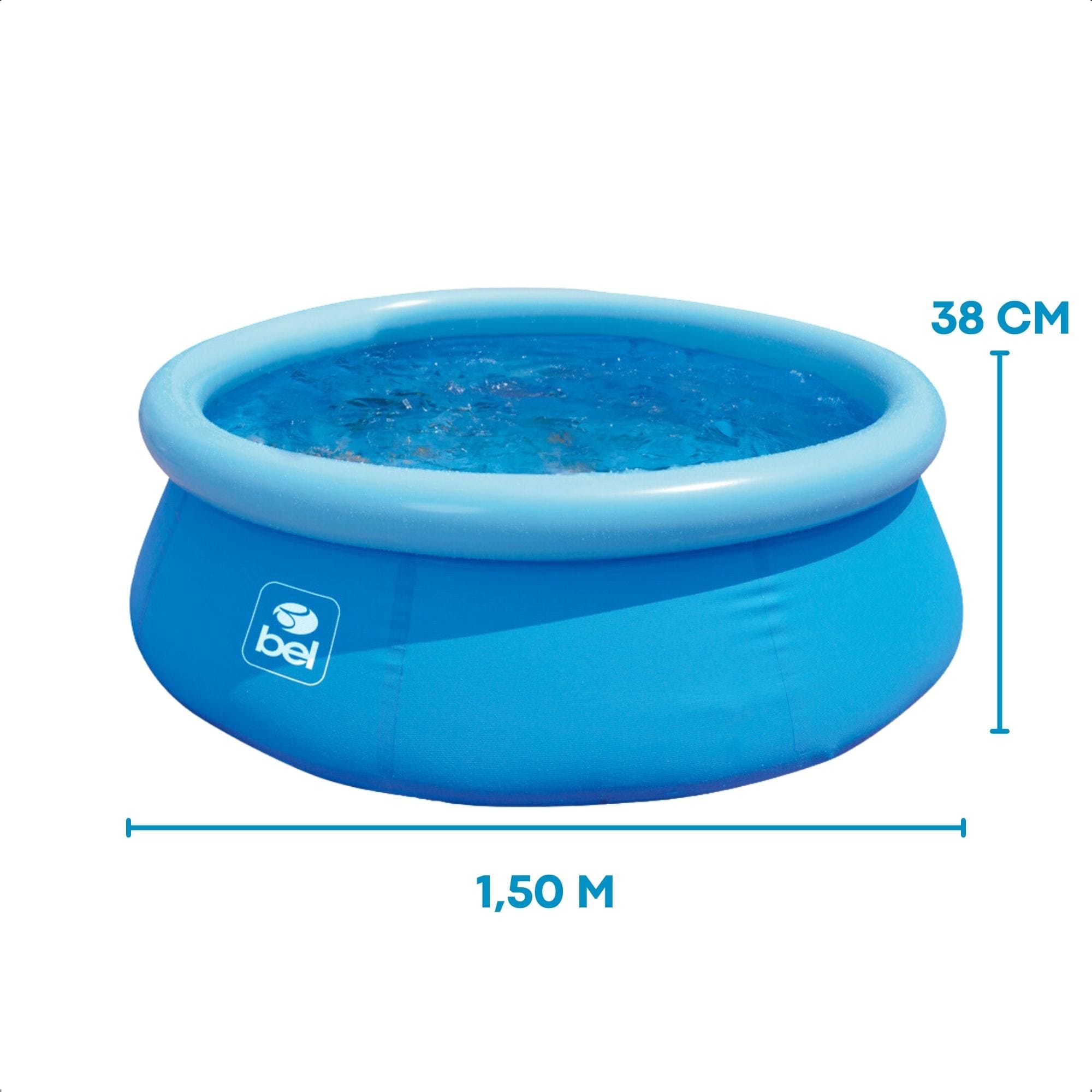 Piscina Inflável Infantil 500 Litros PVC 1,50m x 38cm Cor Azul com Kit Reparo BEL - 50000