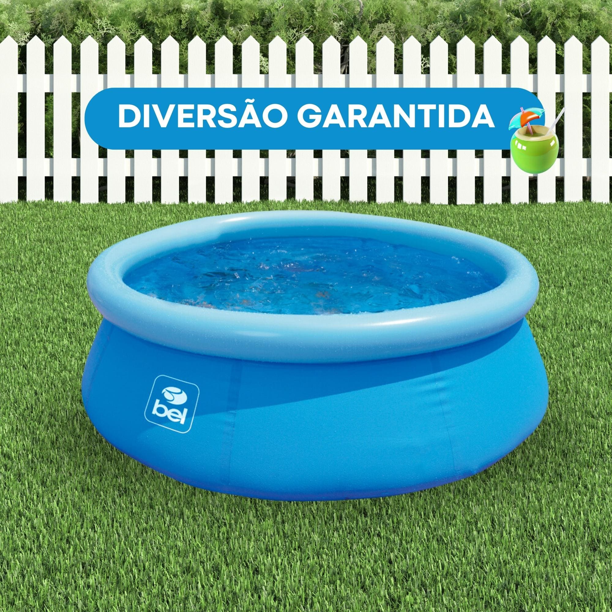 Piscina Inflável Redonda 1.000 Litros PVC 1,68m x 51cm cor Azul com Kit Reparo BEL - 100000