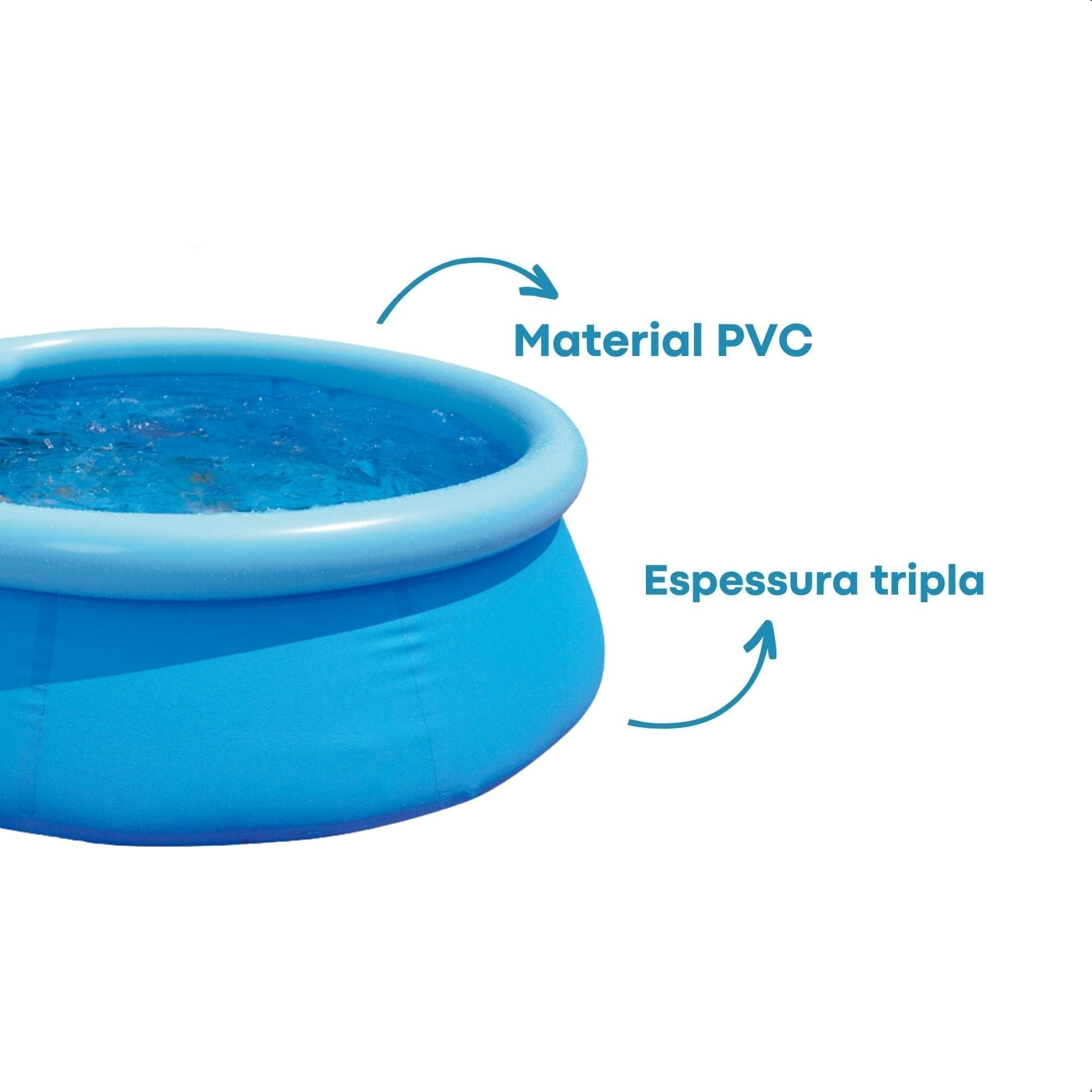 Piscina Inflável Redonda 1.000 Litros PVC 1,68m x 51cm cor Azul com Kit Reparo BEL - 100000