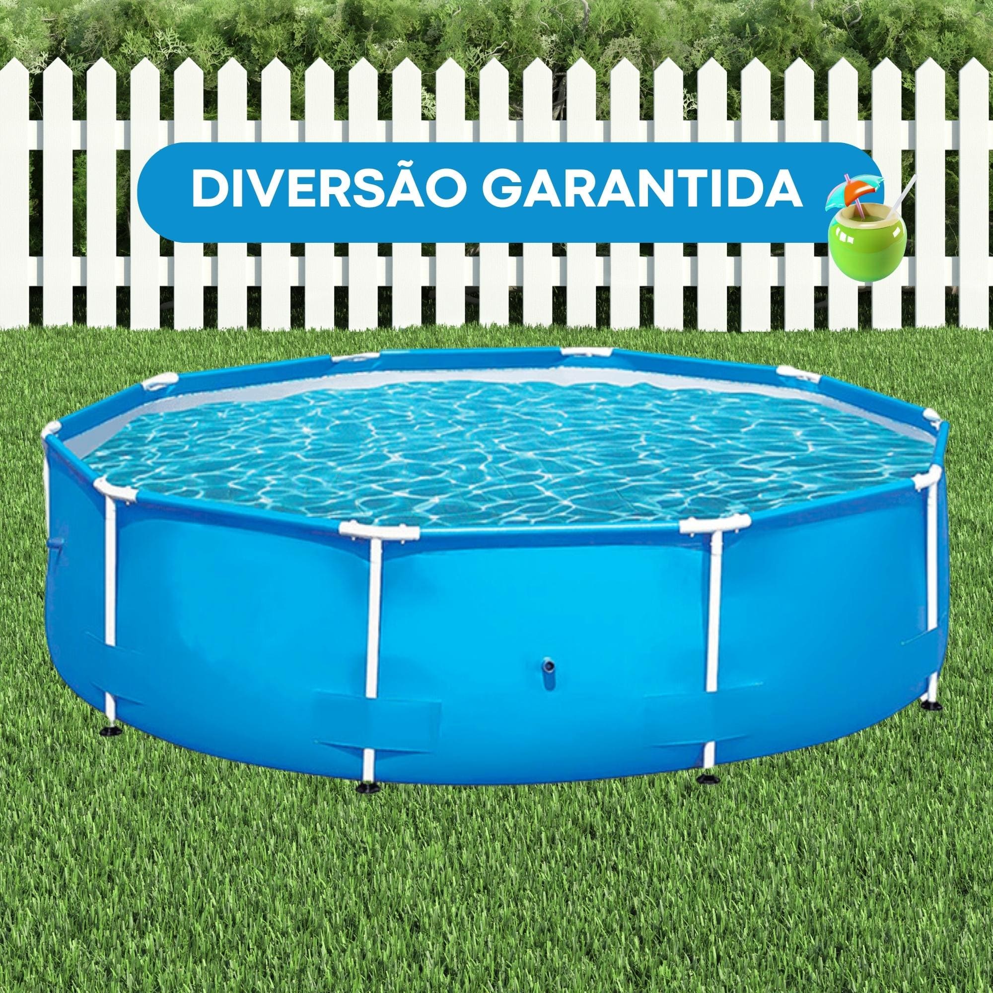 Piscina Armação Redonda 5000L PVC Desmontável 3,05m x 76cm cor Azul com Kit Reparo BEL - 510000
