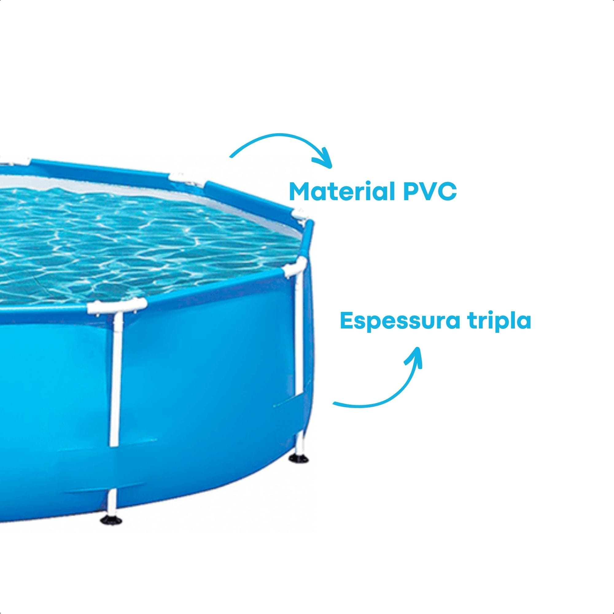 Piscina Armação Redonda 5000L PVC Desmontável 3,05m x 76cm cor Azul com Kit Reparo BEL - 510000