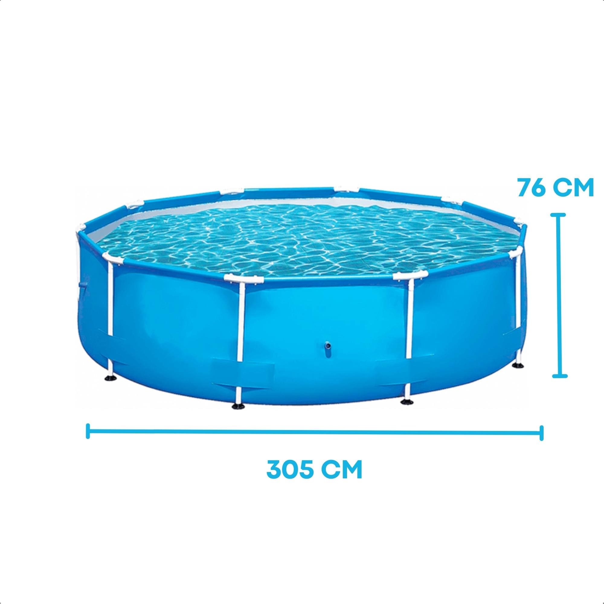 Piscina Armação Redonda 5000L PVC Desmontável 3,05m x 76cm cor Azul com Kit Reparo BEL - 510000