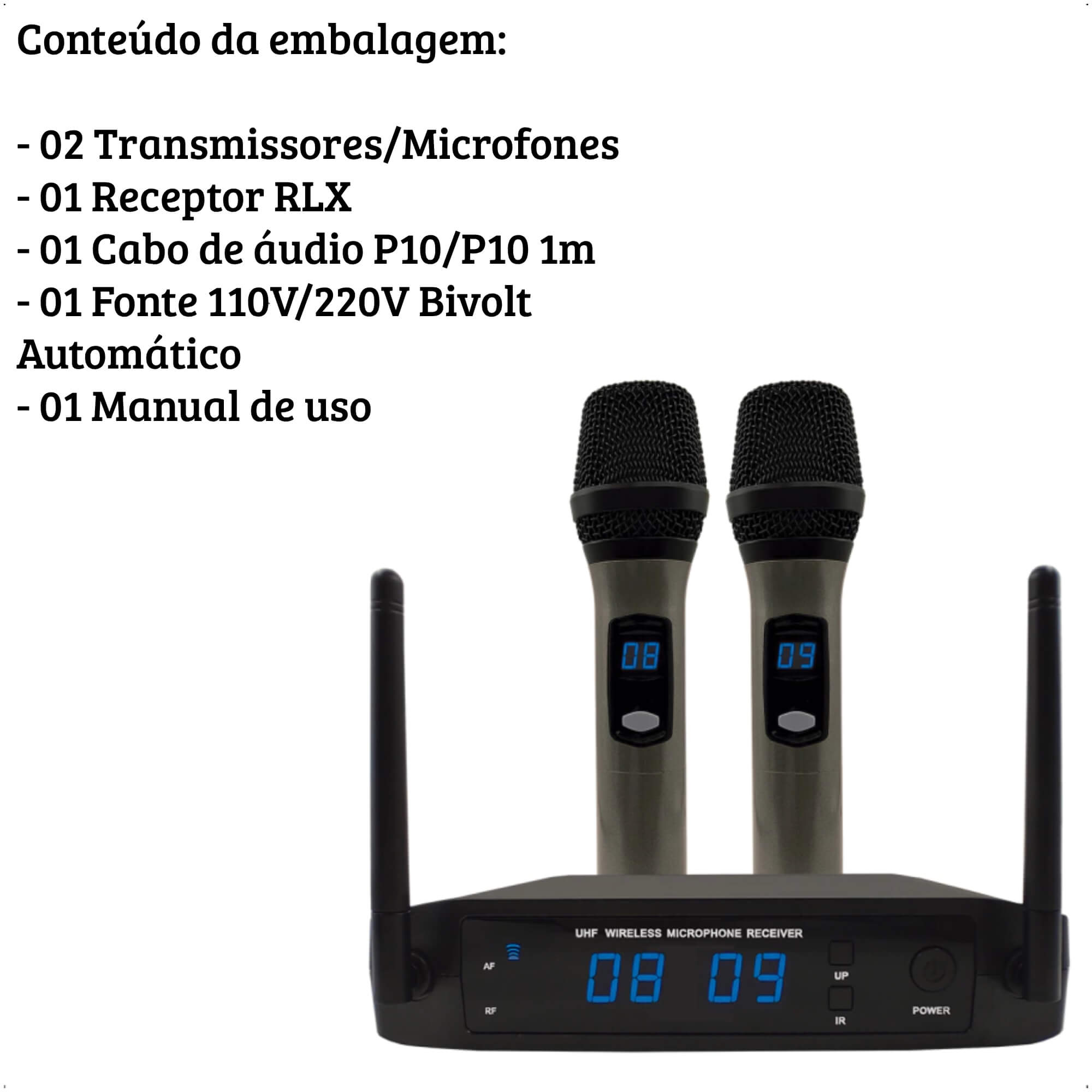 Microfone Duplo Sem Fio para igreja, shows, palestra, LS926 Multifrequencia Leson - 2AM0LS926