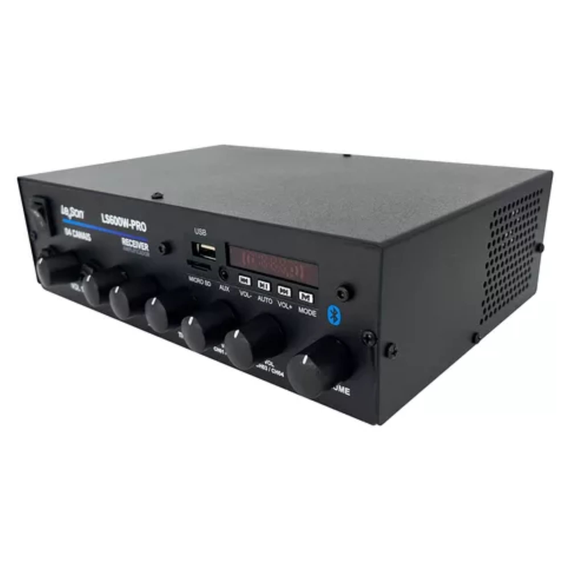 Amplificador Receiver Bluetooth 4 Canais USB, MicroSD, RCA, Auxil LS600 Pro Class D Leson 2AMPLSPRO