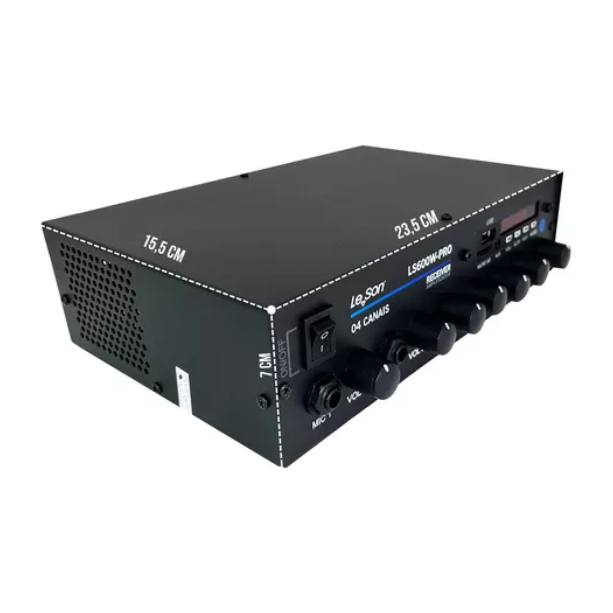 Amplificador Receiver Bluetooth 4 Canais USB, MicroSD, RCA, Auxil LS600 Pro Class D Leson 2AMPLSPRO