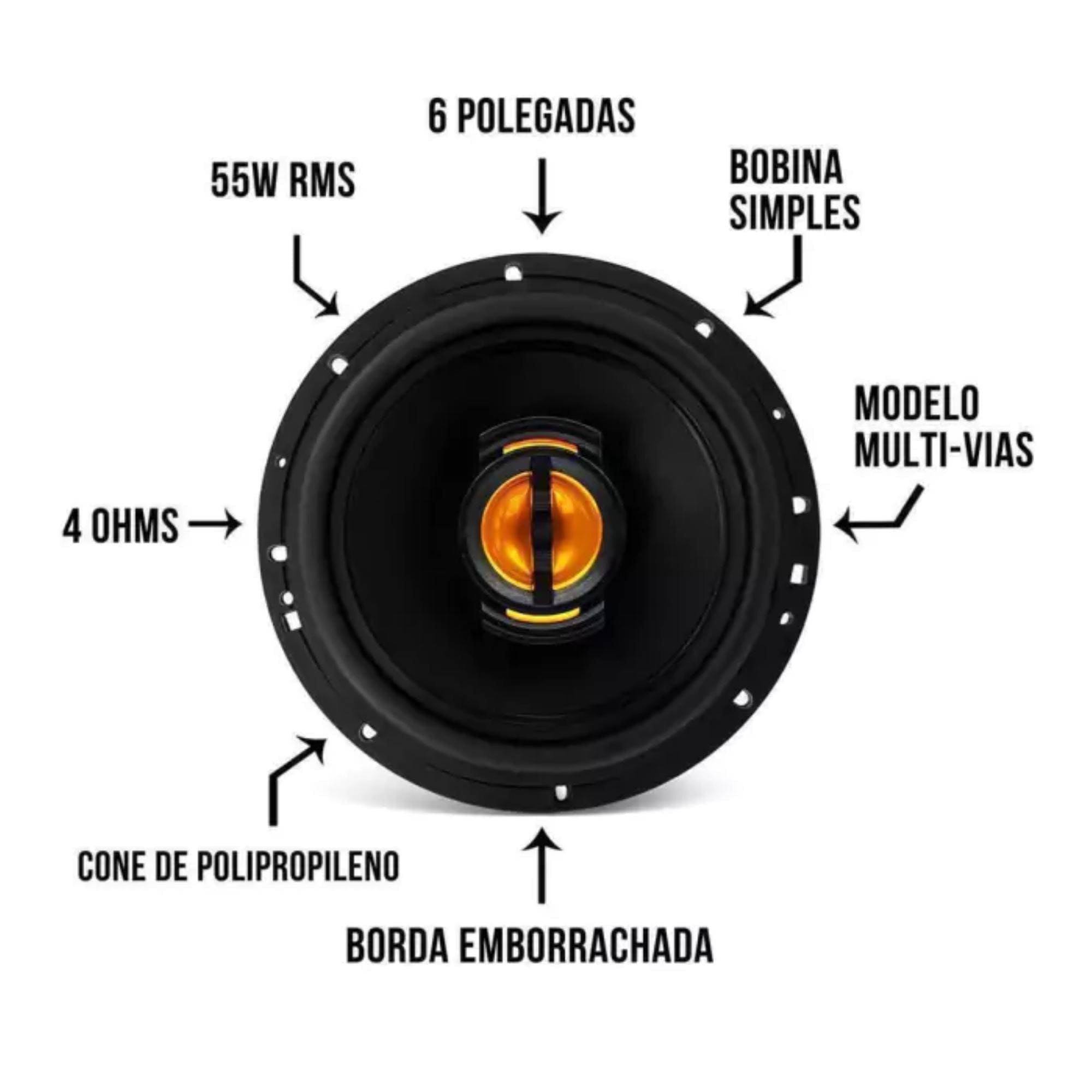 Kit Som Automotivo Falante JB669 Flex 6x9" 220W RMS 4 Ohms Preto Fácil Instalar Leson 2LSO55669