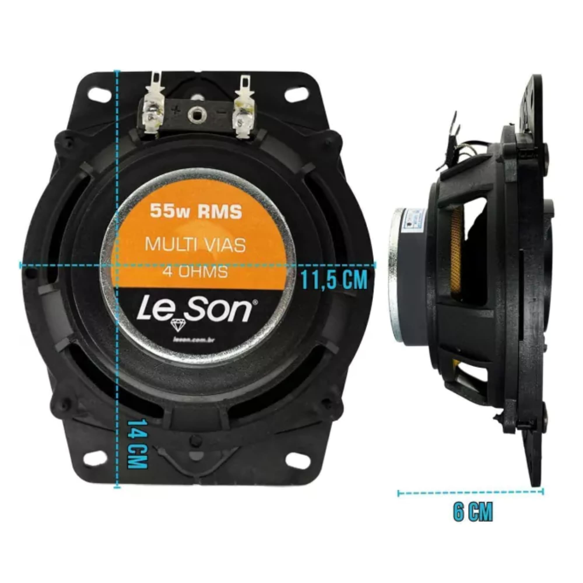 Kit Par Alto Falante JB46 Flex 4X6 Polegadas Leson 110W 4R Preto 55 Wrms 4 Ohms Leson 2LS055046