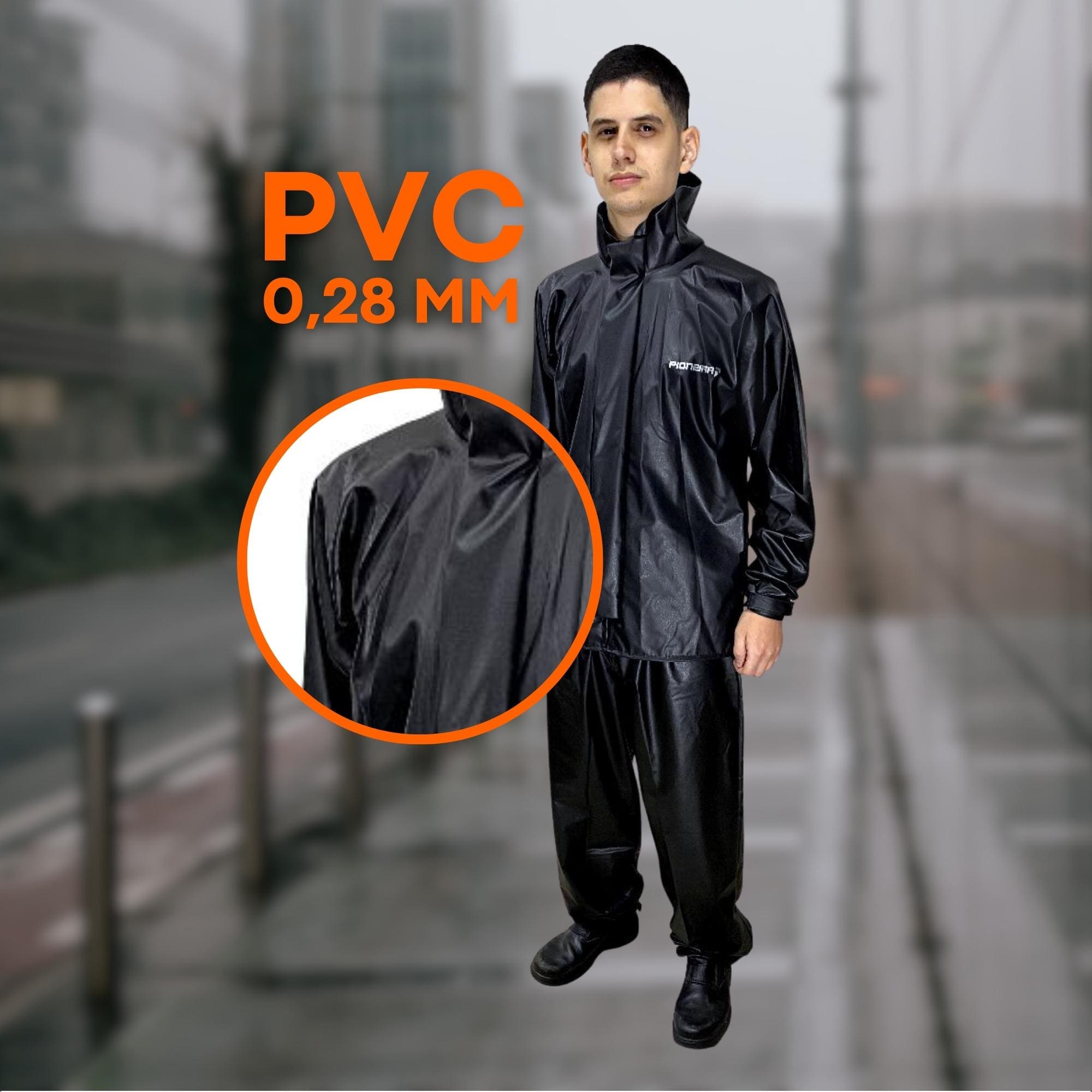 Conjunto Capa de Chuva Motoqueiro Tamanho P PVC 0,28mm Pop Gola Masculino - Pioneira 2510-PRE-P