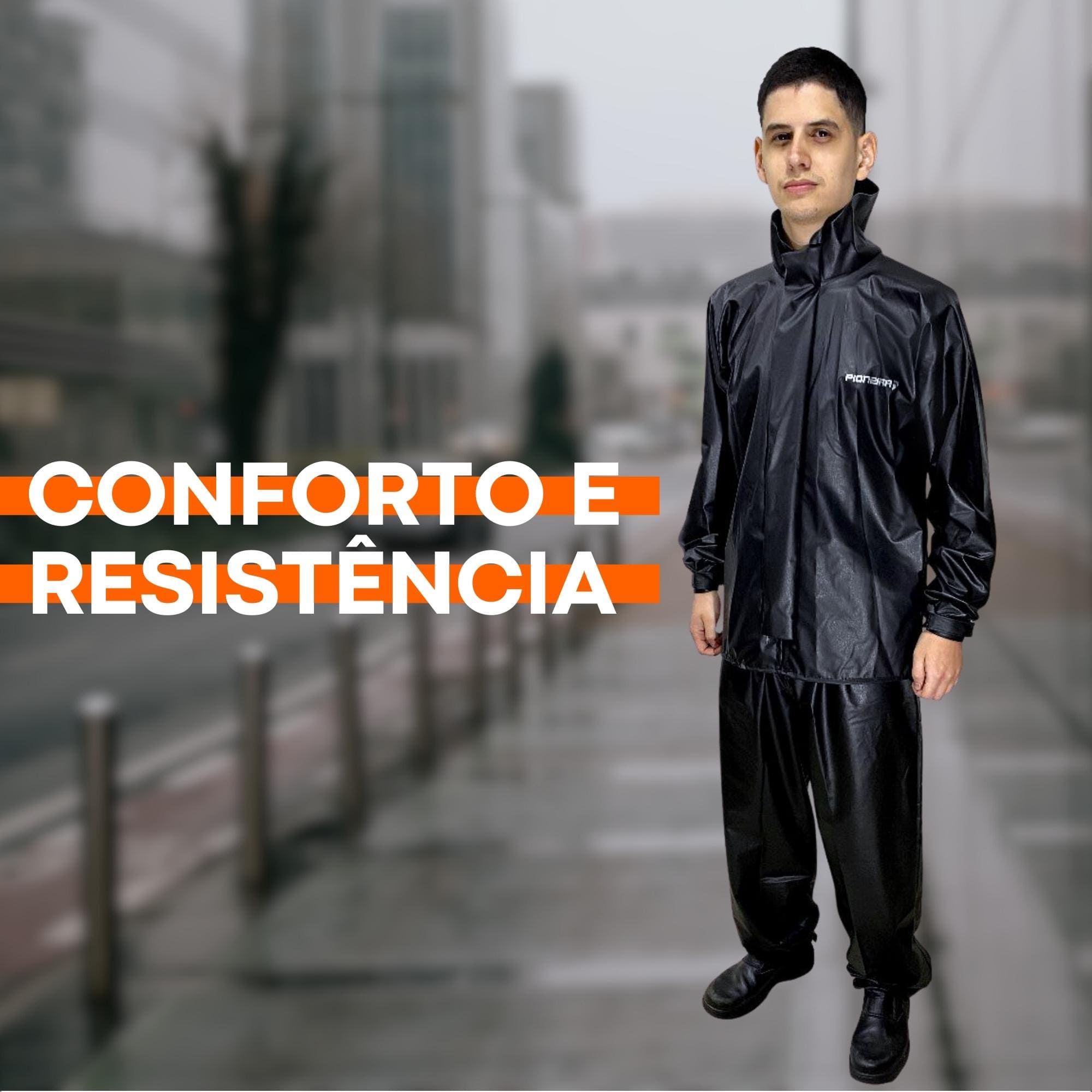 Conjunto Capa de Chuva Motoqueiro Tamanho GG PVC 0,28mm Pop Gola Masculino - Pioneira 2510-PRE-GG