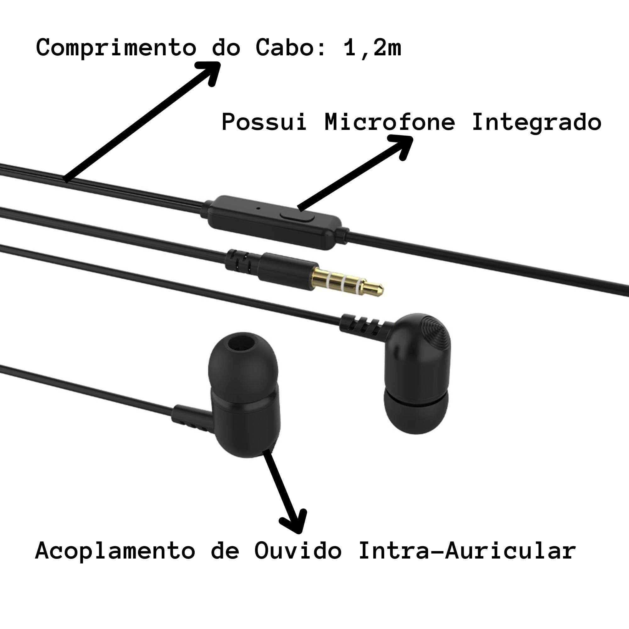 Fone de Ouvido Intra-Auricular Intra Spirit EP-07BK Microfone Handsfree C3Tech 410030990100