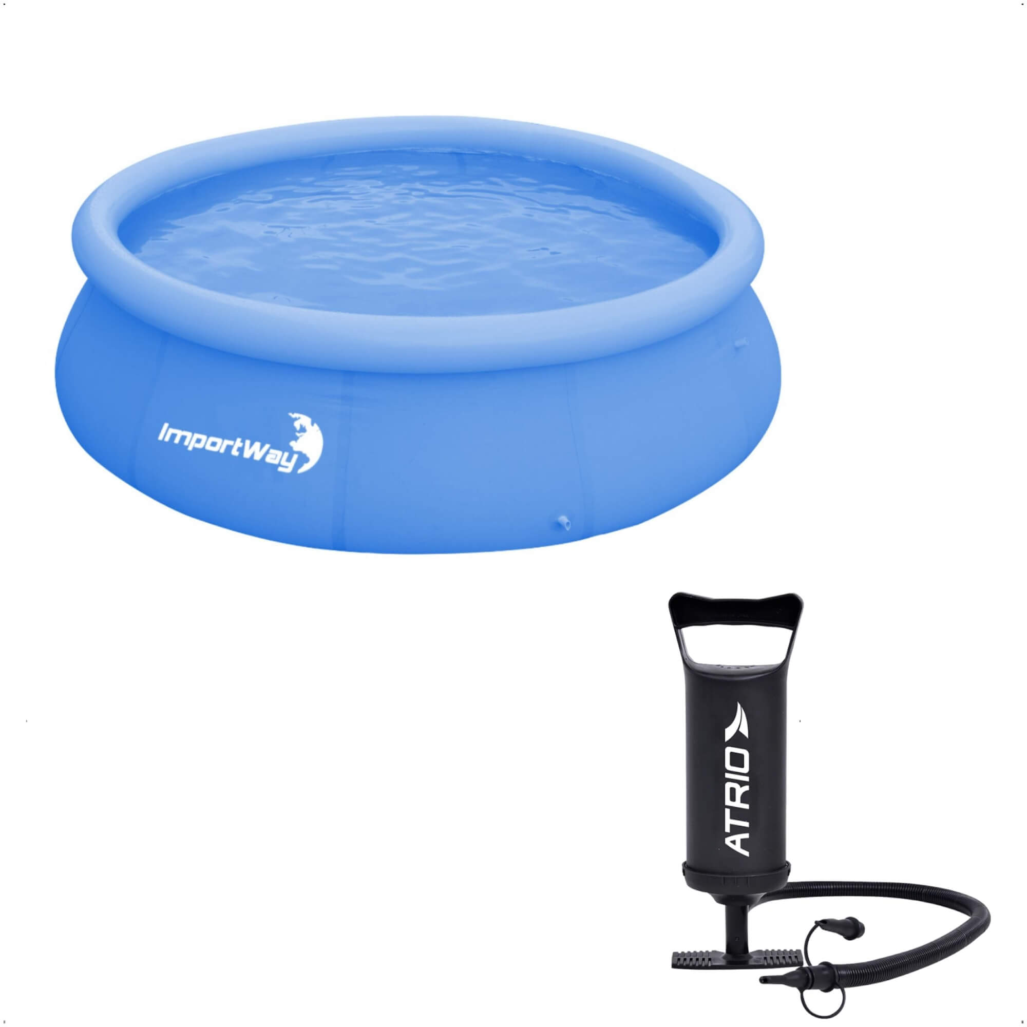 COMP Kit Piscina Borda Inflável 1.000 Litros PVC 1,68m x 51cm + Bomba de Ar