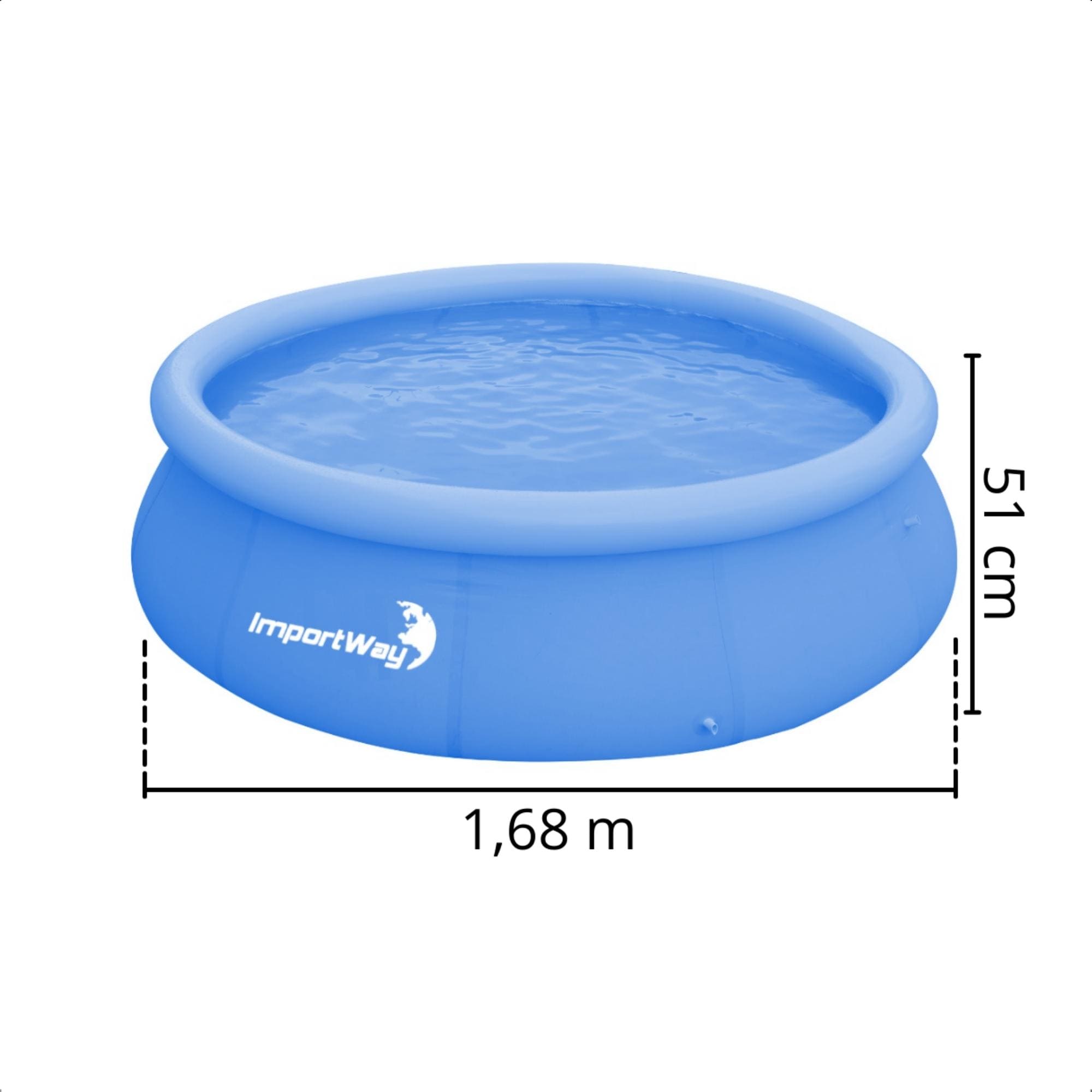 COMP Kit Piscina Borda Inflável 1.000 Litros PVC 1,68m x 51cm + Bomba de Ar