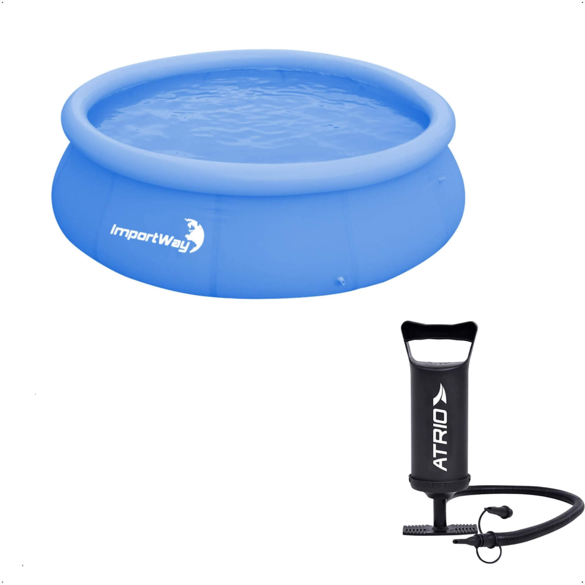 COMP Kit Piscina Borda Inflável 1.000 Litros PVC 1,68m x 51cm + Bomba de Ar