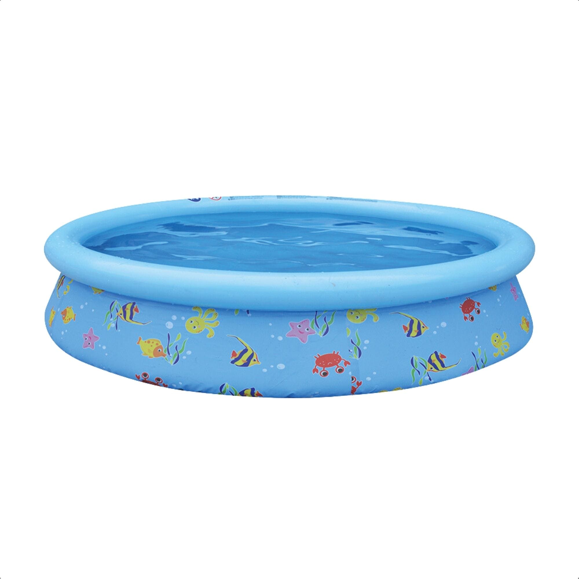 COMP Kit Piscina Inflável Infantil 1.000 Litros Estampa Divertida PVC 1,68m x 51cm + Bomba de Ar