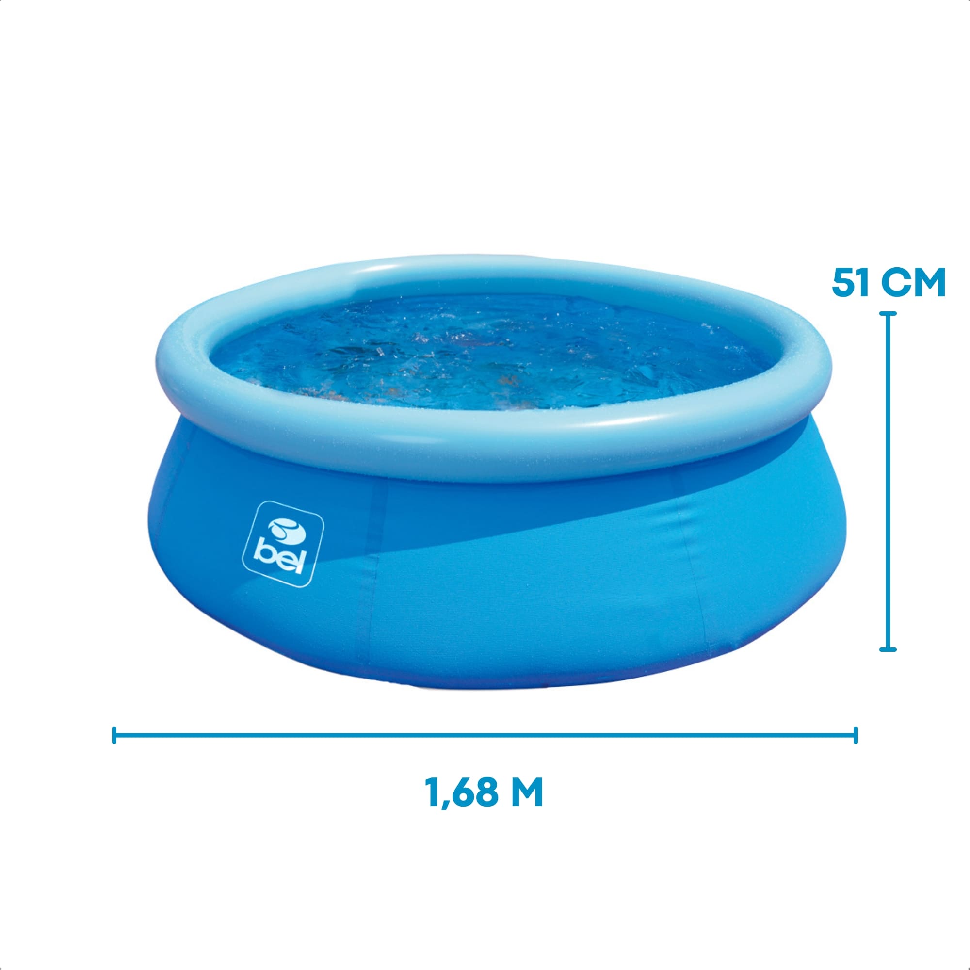 COMP Kit Piscina Inflável Redonda 1.000 Litros PVC 1,68m x 51cm + Bomba de Ar