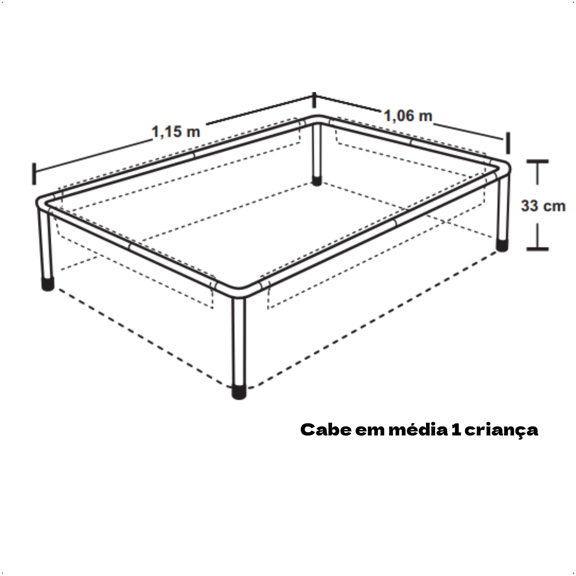Piscina Infantil Estruturada Quadrada 400 Litros PVC 1,06m x 1,15m x 33cm Cor Azul MOR - 1000