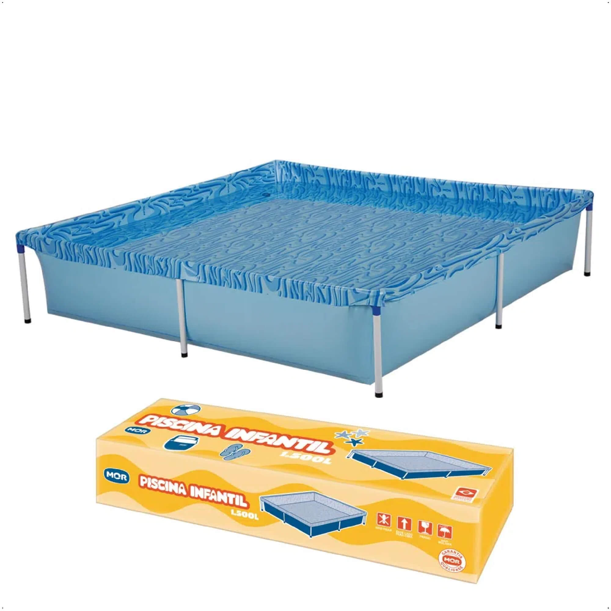 Piscina Estruturada Quadrada 1500 Litros PVC 1,89m x 1,89m x 42cm Cor Azul MOR - 1003