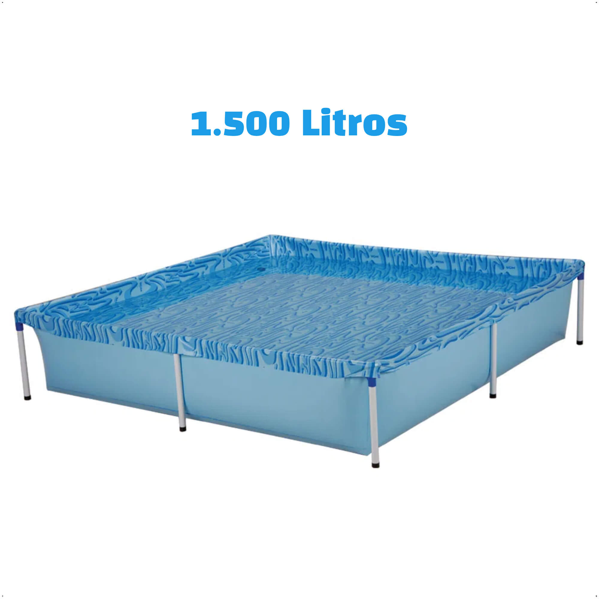 Piscina Estruturada Quadrada 1500 Litros PVC 1,89m x 1,89m x 42cm Cor Azul MOR - 1003