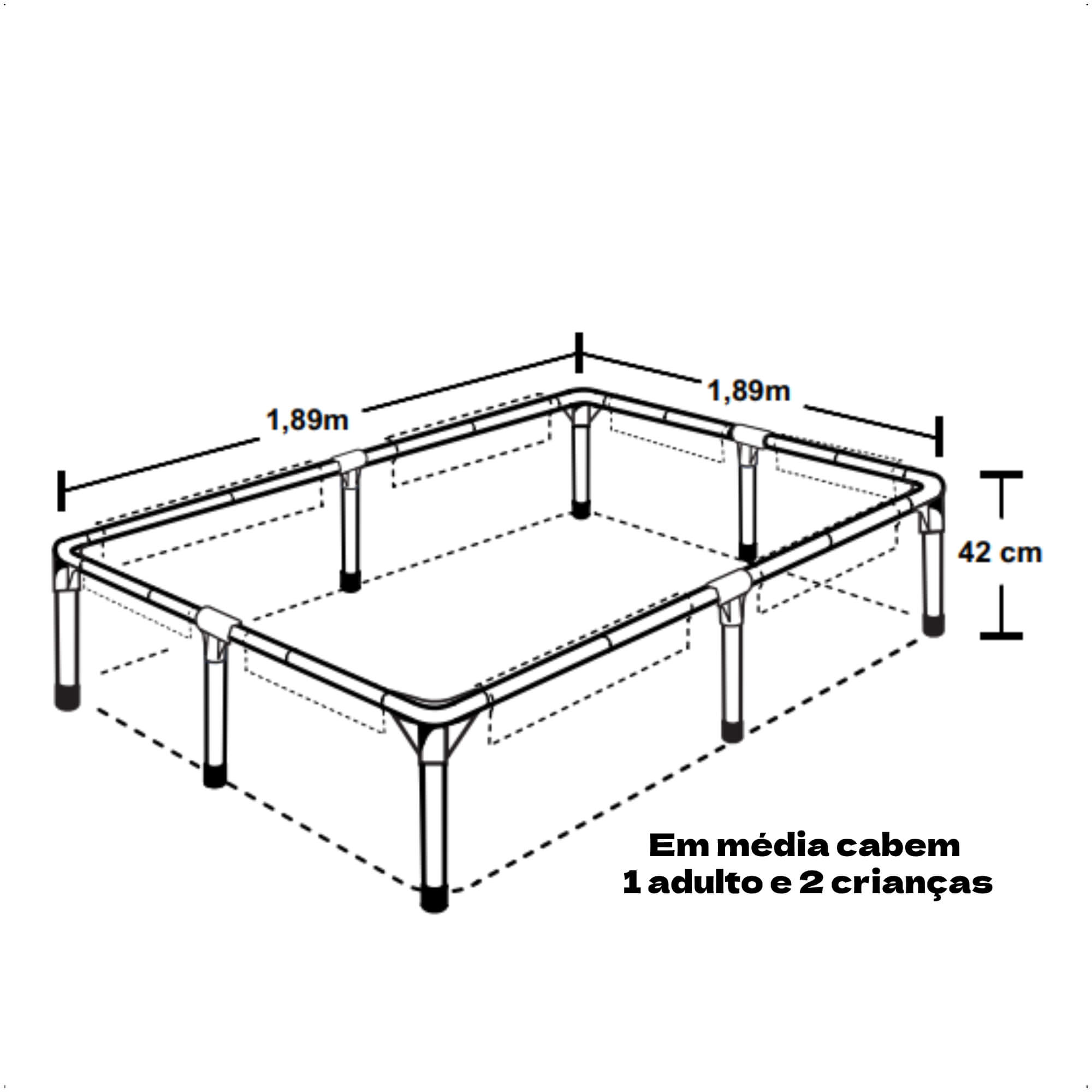 Piscina Estruturada Quadrada 1500 Litros PVC 1,89m x 1,89m x 42cm Cor Azul MOR - 1003