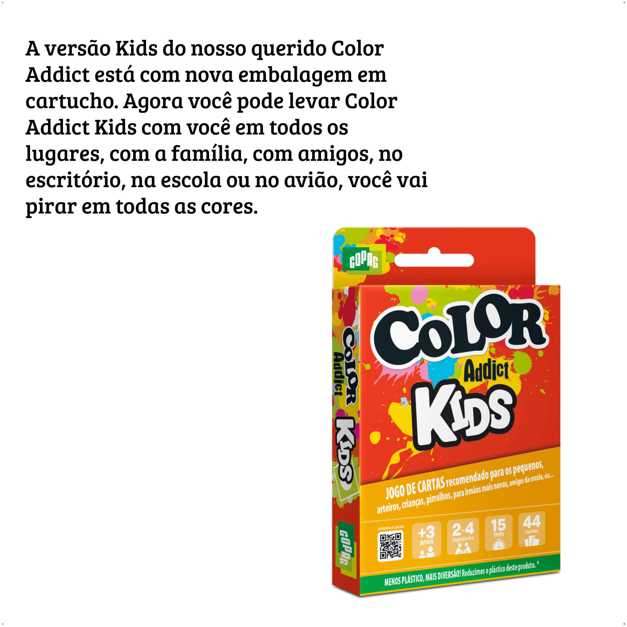 Jogo Infantil Color Addict Kids Cartucho Brinquedo de Cartas Copag 32944