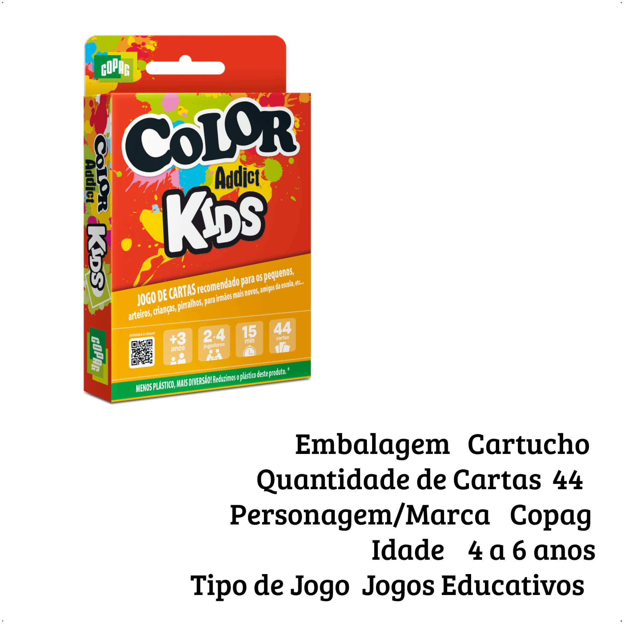 Jogo Infantil Color Addict Kids Cartucho Brinquedo de Cartas Copag 32944