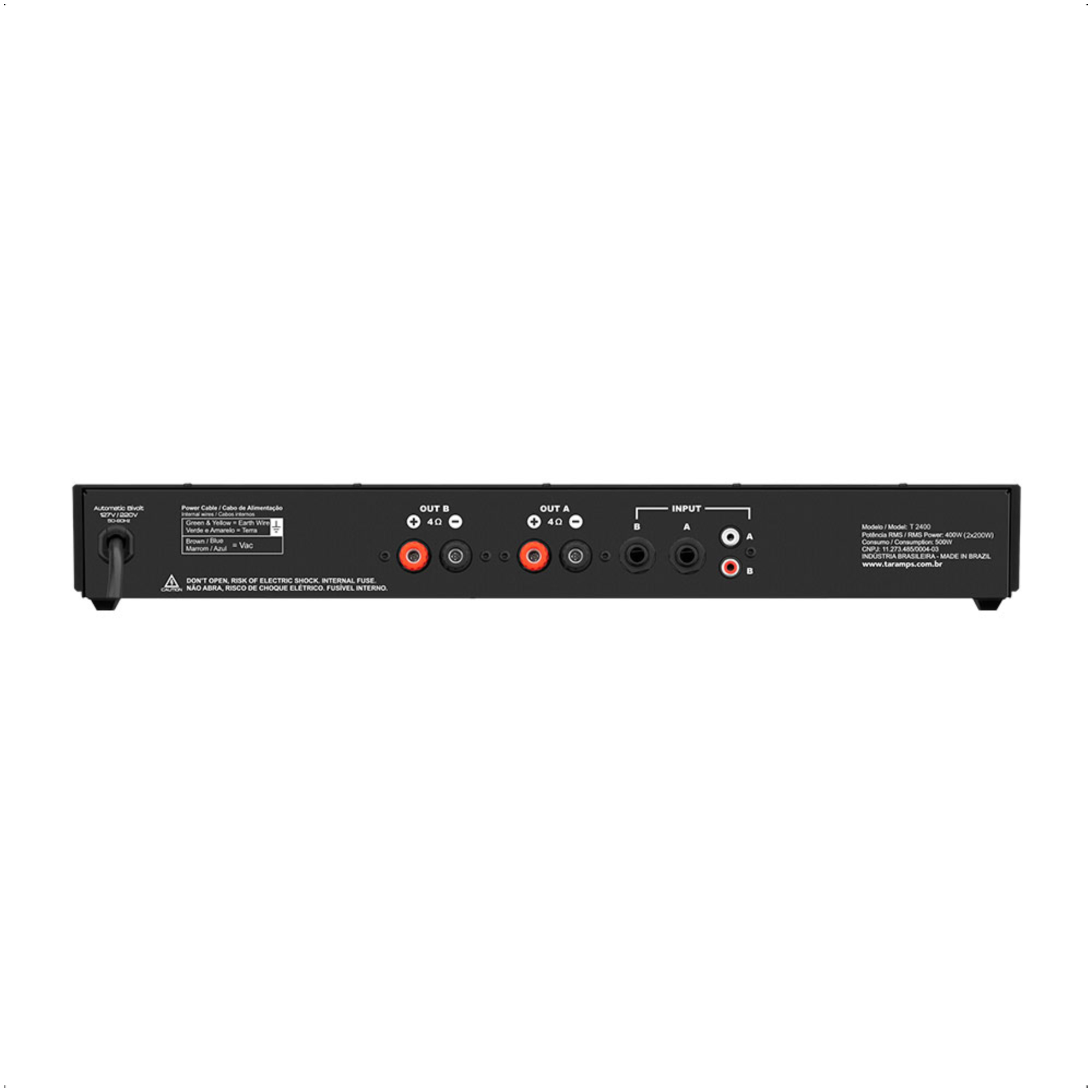 Amplificador Profissional T2400 400W Rms Receiver Preto Taramps - 901940