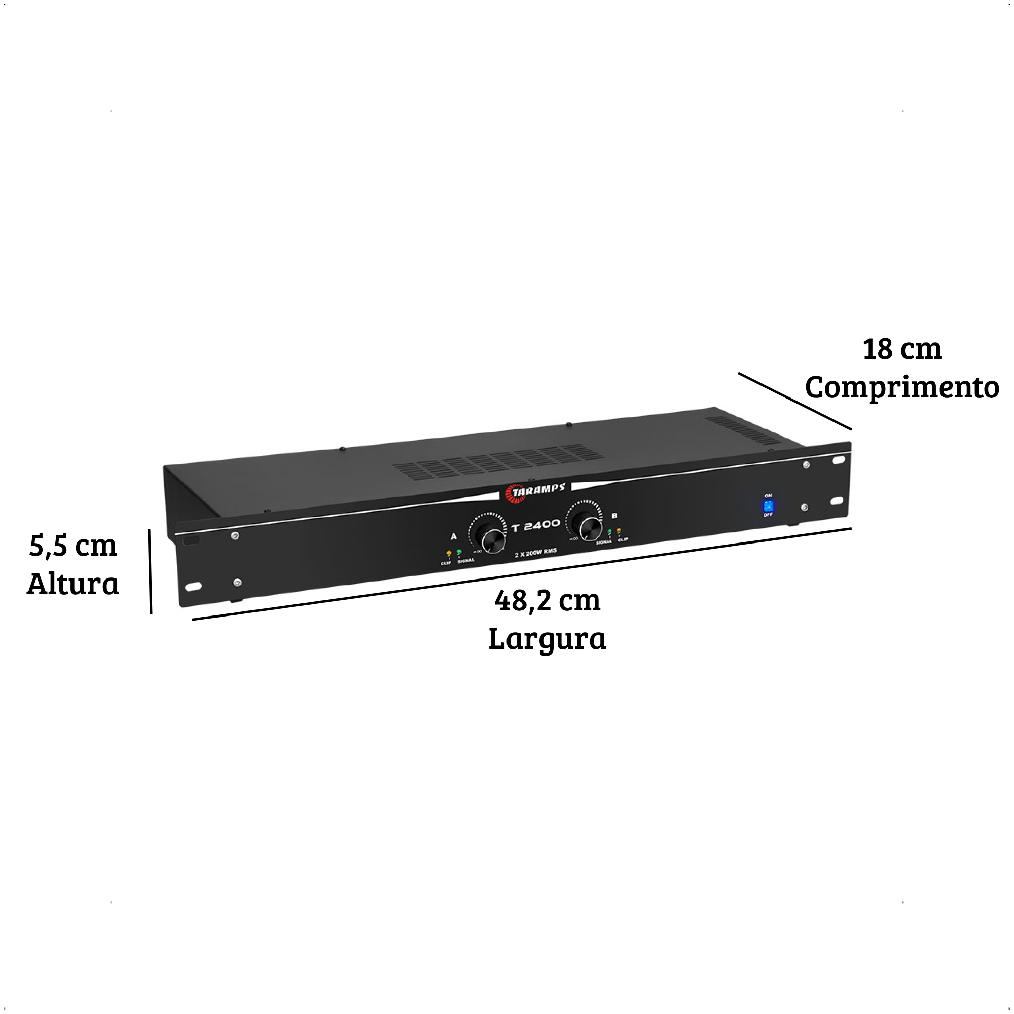 Amplificador Profissional T2400 400W Rms Receiver Preto Taramps - 901940