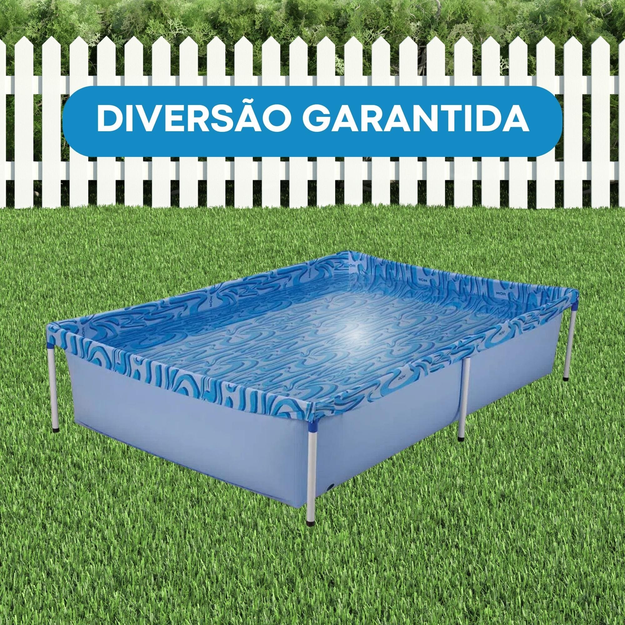 Piscina Armação Infantil PVC 1000 Litros Desmontável Retangular 1,89 Metros Cor Azul - Mor 001002