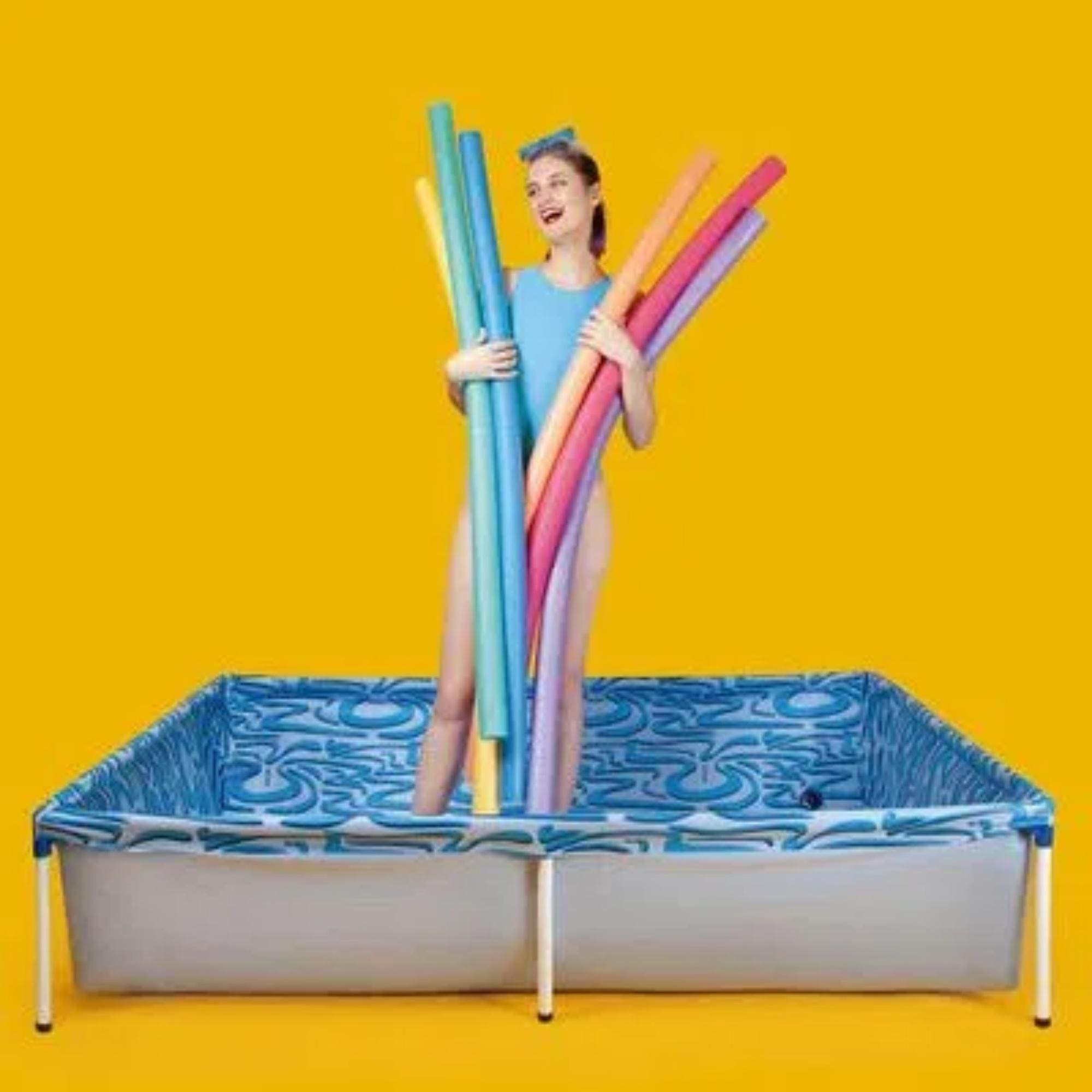 Piscina Armação Infantil PVC 1000 Litros Desmontável Retangular 1,89 Metros Cor Azul - Mor 001002