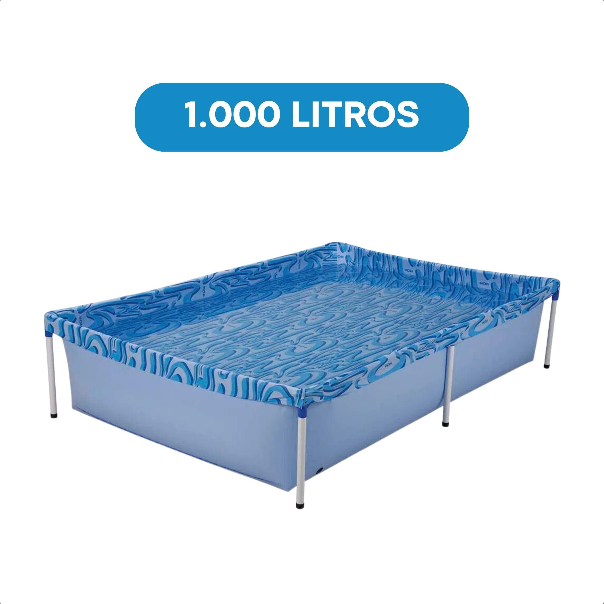 Piscina Armação Infantil PVC 1000 Litros Desmontável Retangular 1,89 Metros Cor Azul - Mor 001002