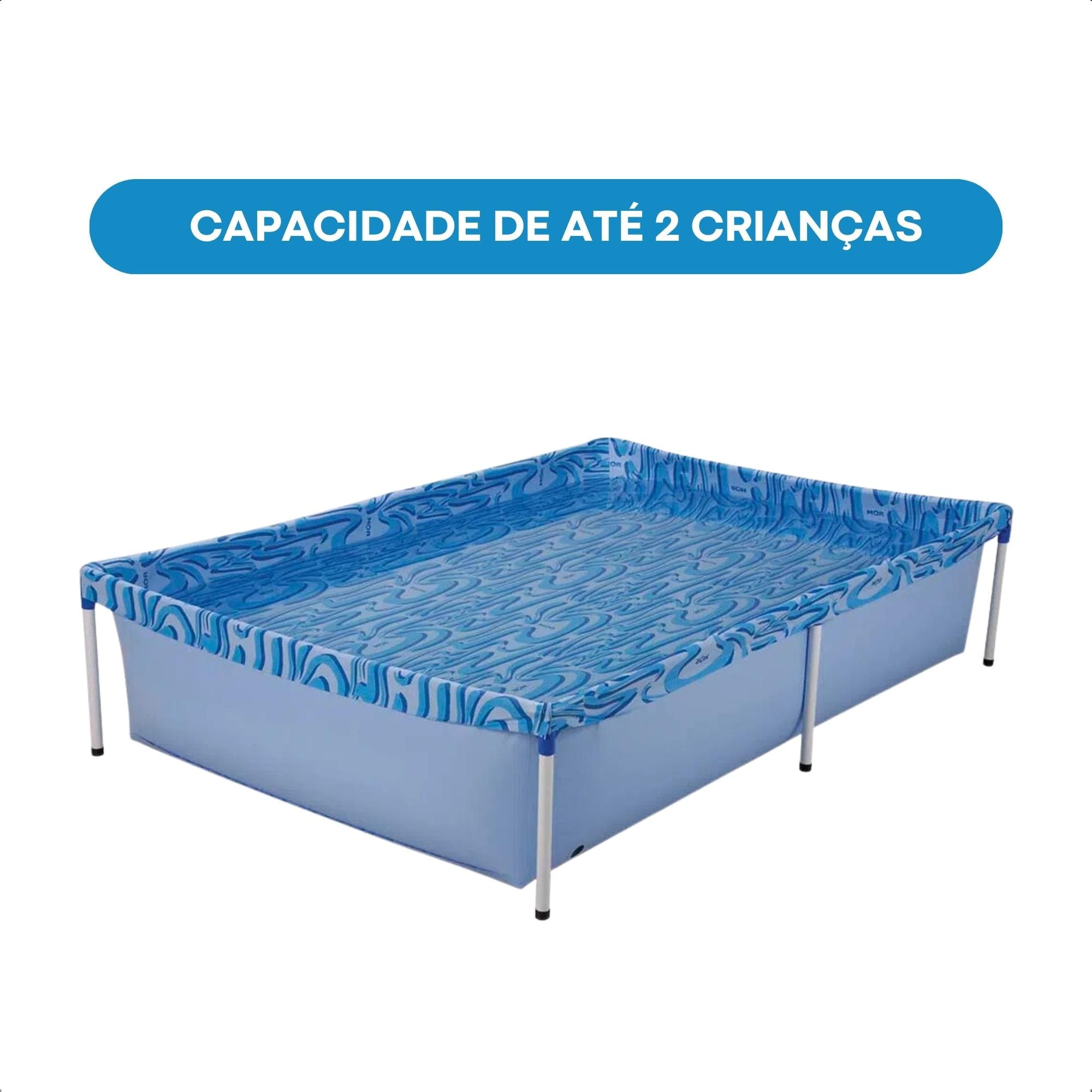 Piscina Armação Infantil PVC 1000 Litros Desmontável Retangular 1,89 Metros Cor Azul - Mor 001002