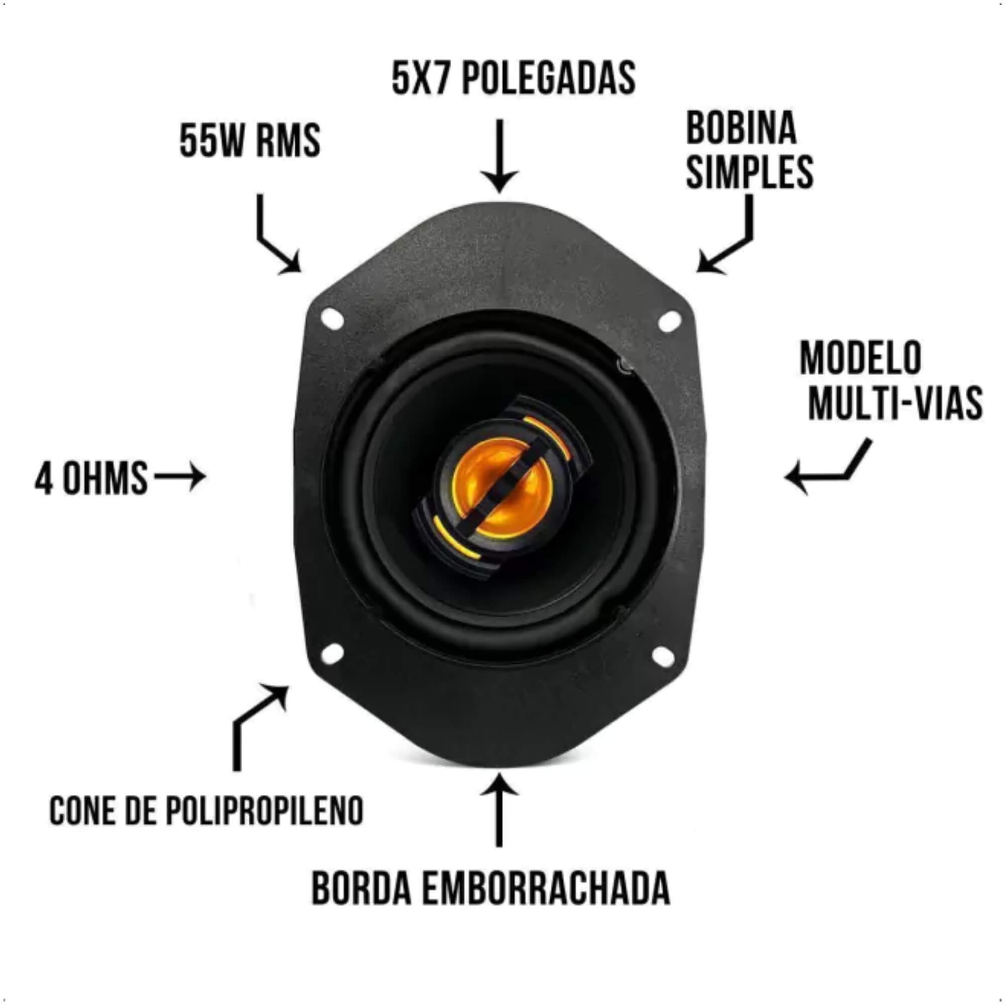 Kit Falante 110w rms 4 ohms Leson JB57 Flex 5X7 Polegadas 4R Preto Leson - 2LS055057