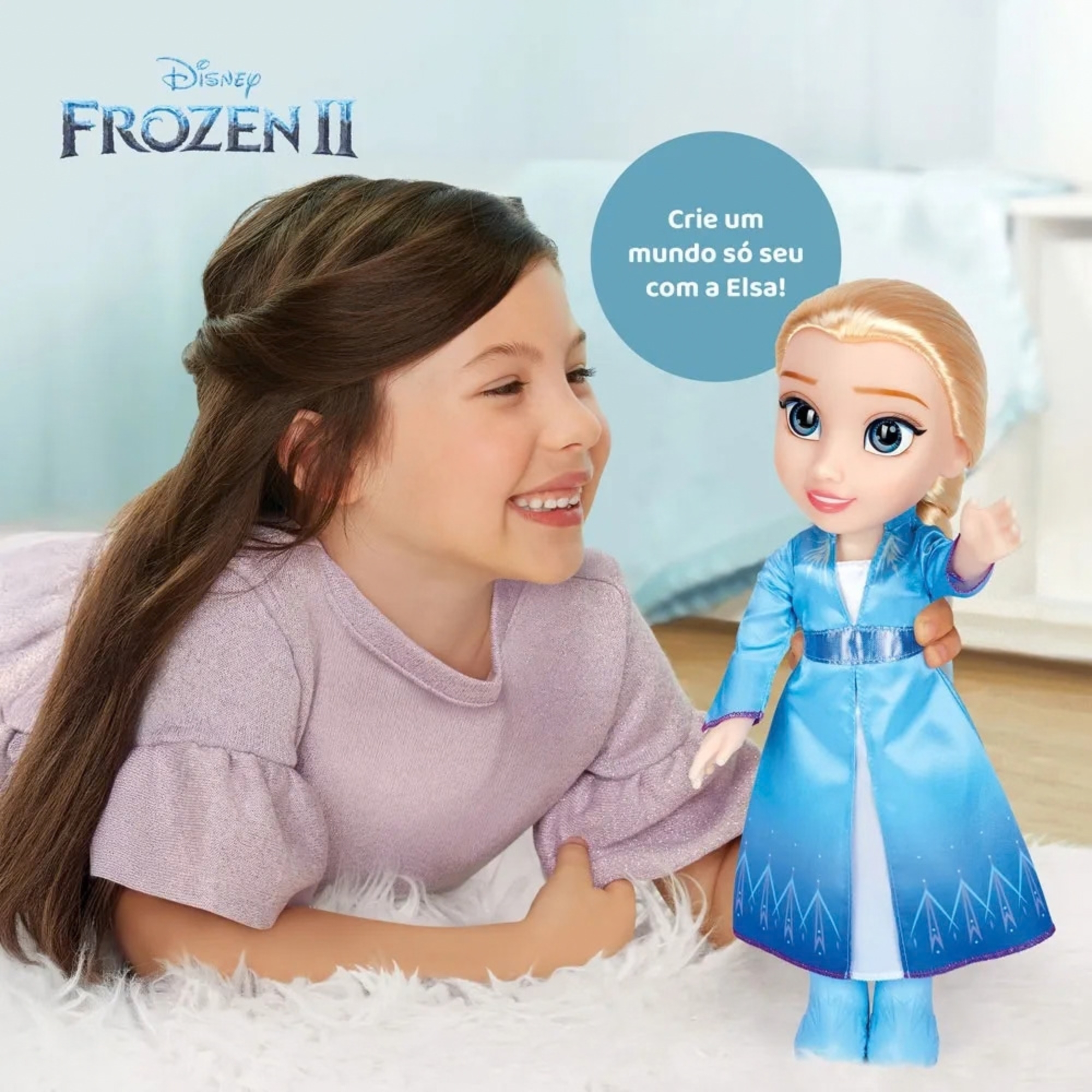 Princesa Disney Boneca Infantil Articulada Elsa Frozen 38cm Multikids - BR1921