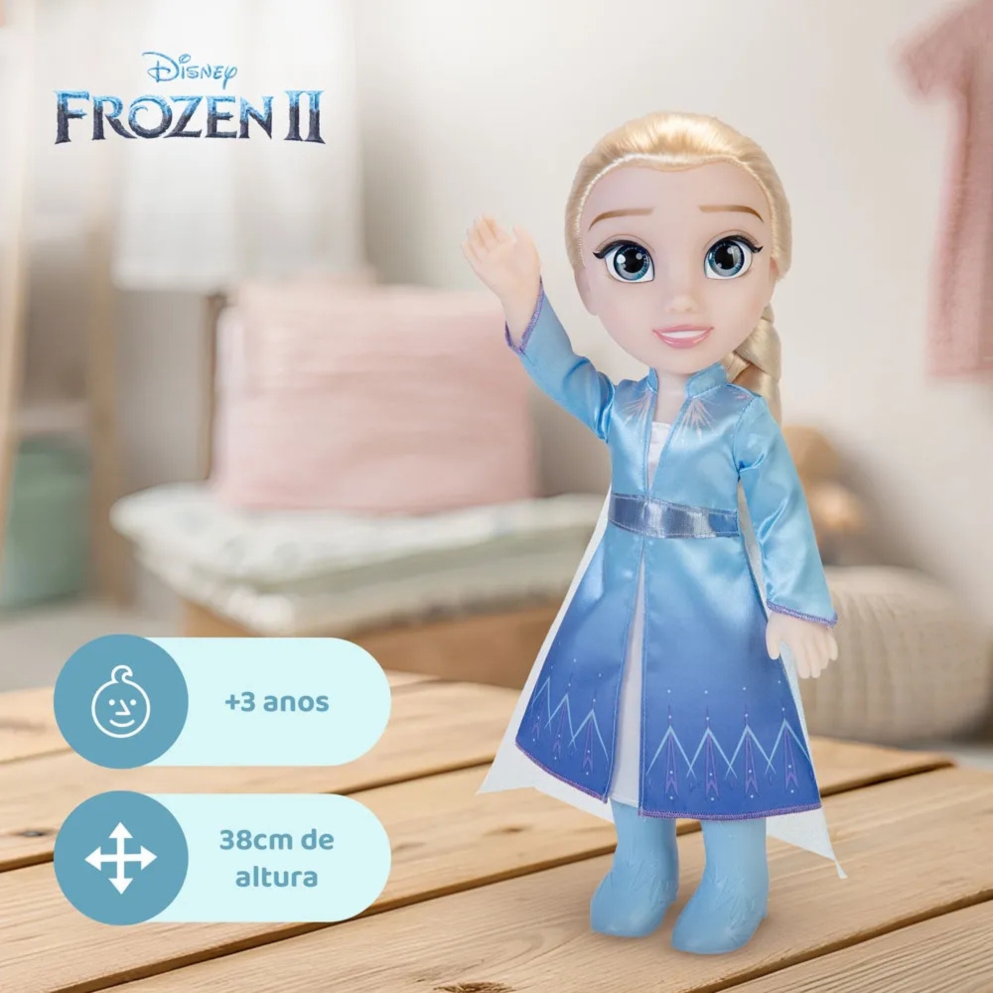 Princesa Disney Boneca Infantil Articulada Elsa Frozen 38cm Multikids - BR1921