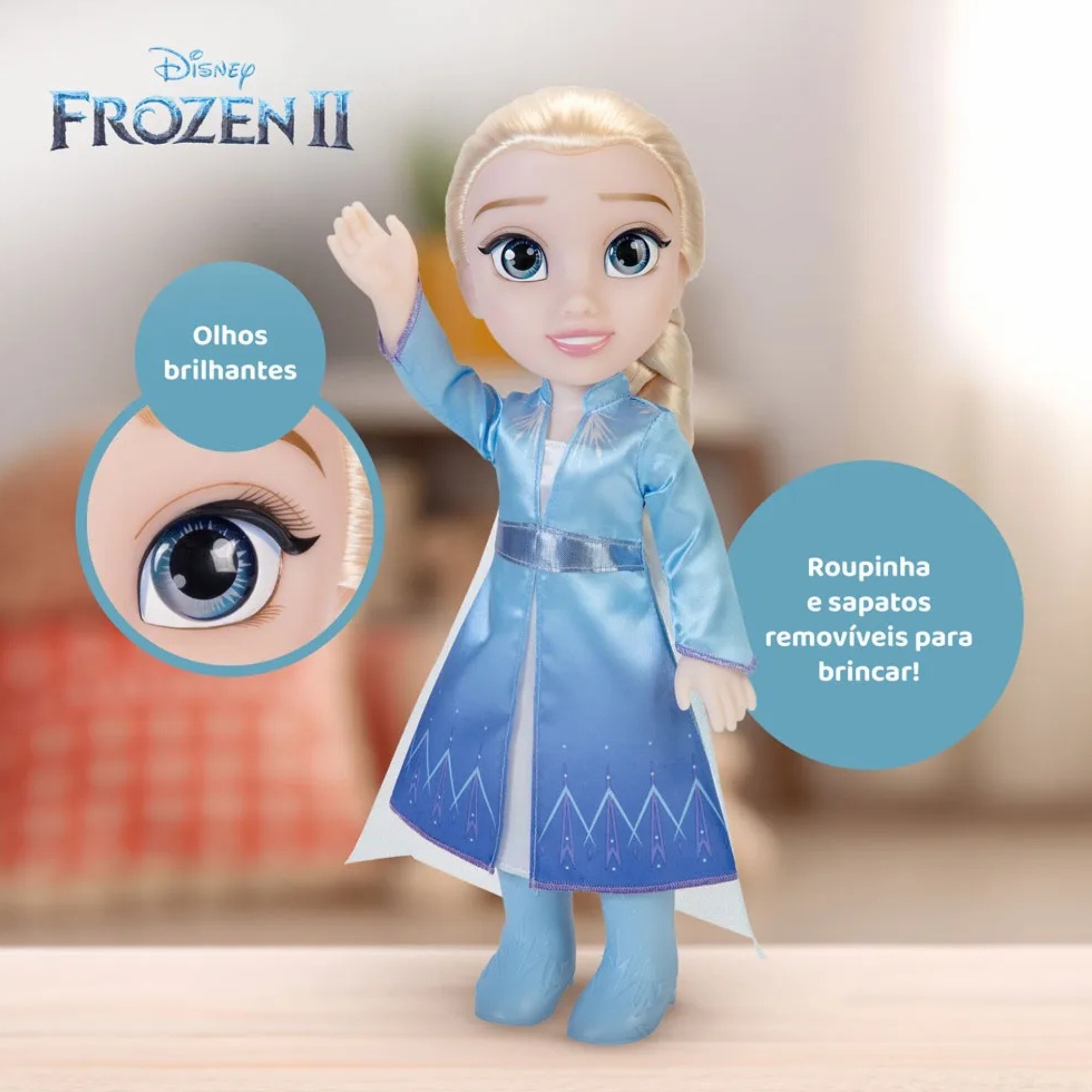Princesa Disney Boneca Infantil Articulada Elsa Frozen 38cm Multikids - BR1921