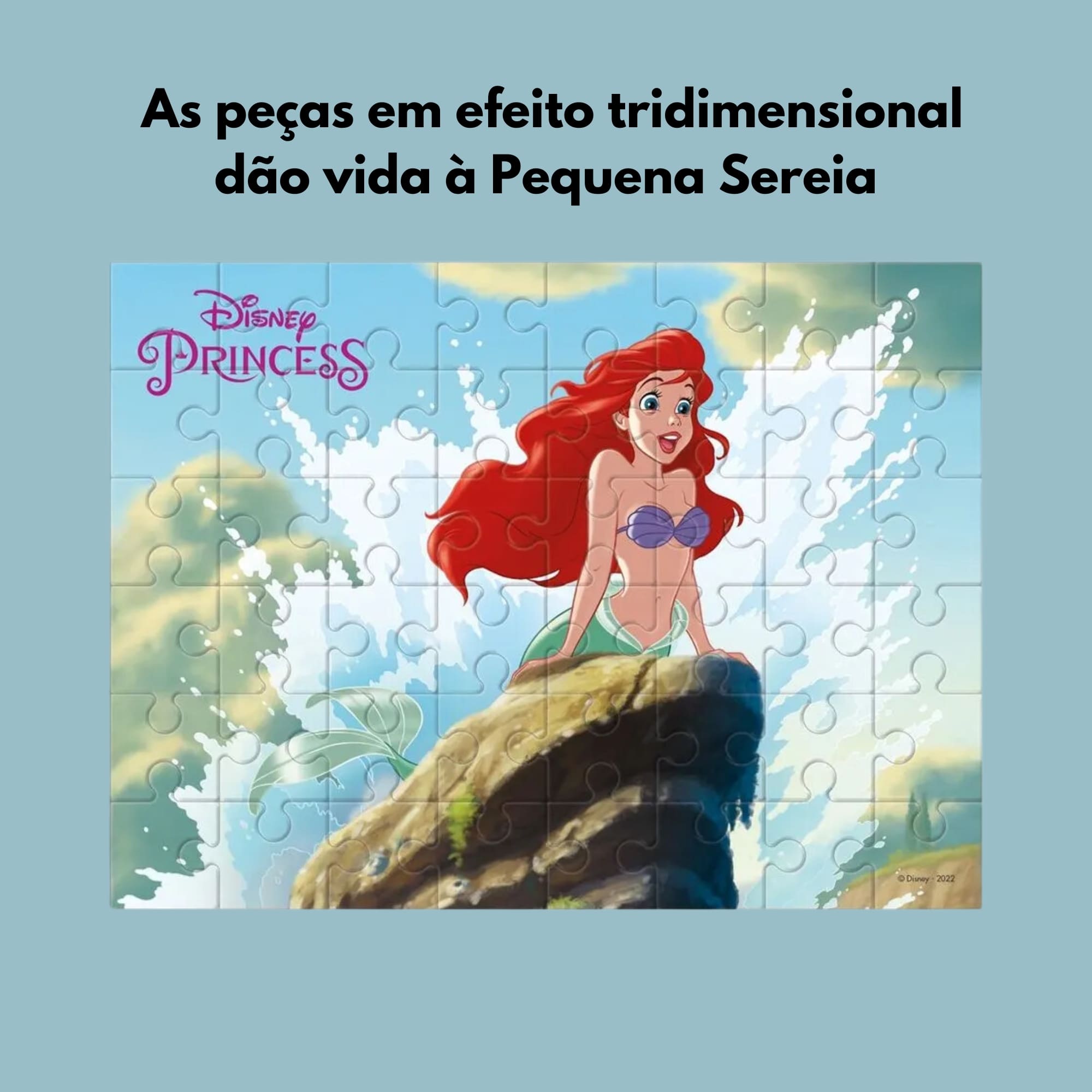 Brinquedo Infantil Quebra Cabeça 3D Pequena Sereia 48 Peças Multikids BR2032