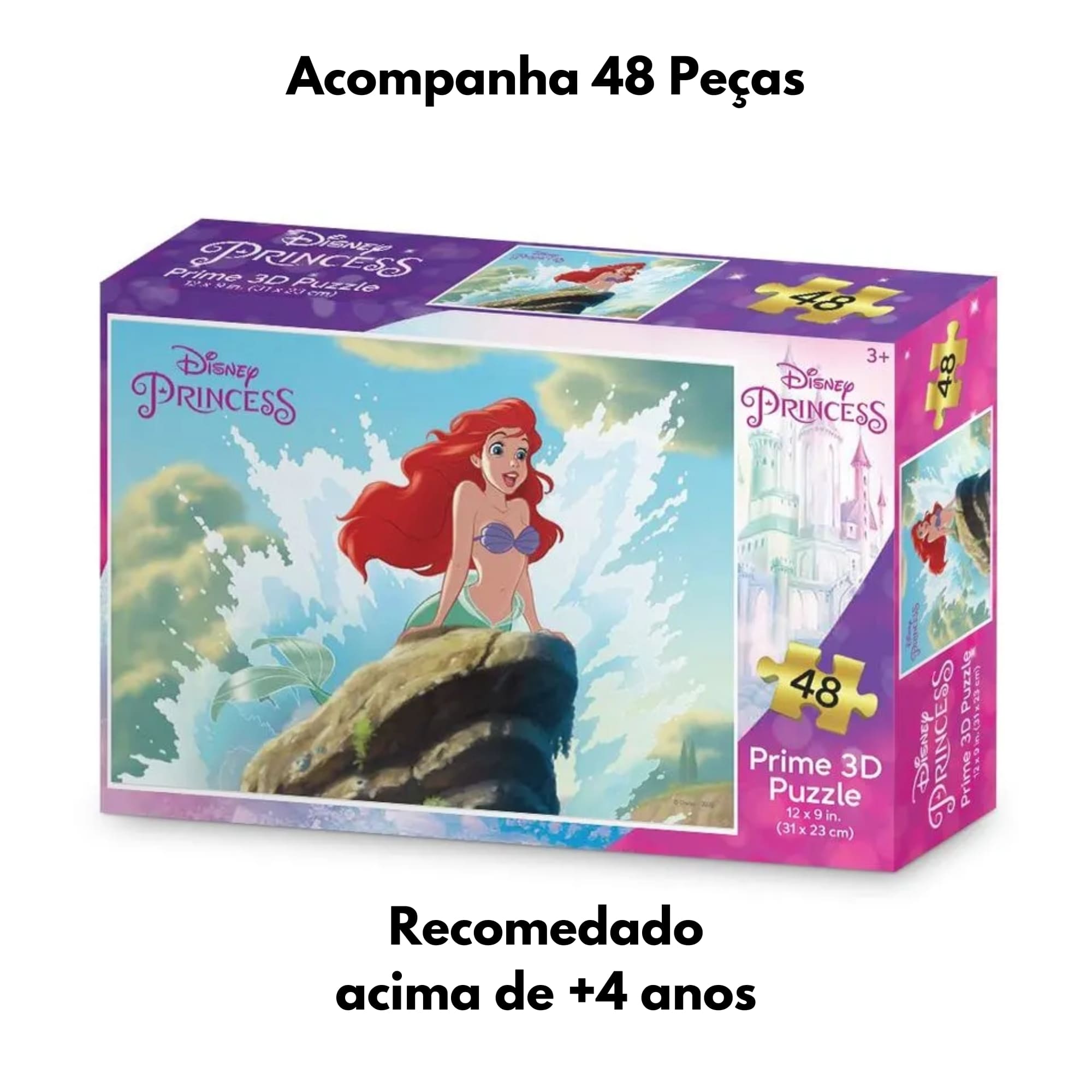 Brinquedo Infantil Quebra Cabeça 3D Pequena Sereia 48 Peças Multikids BR2032