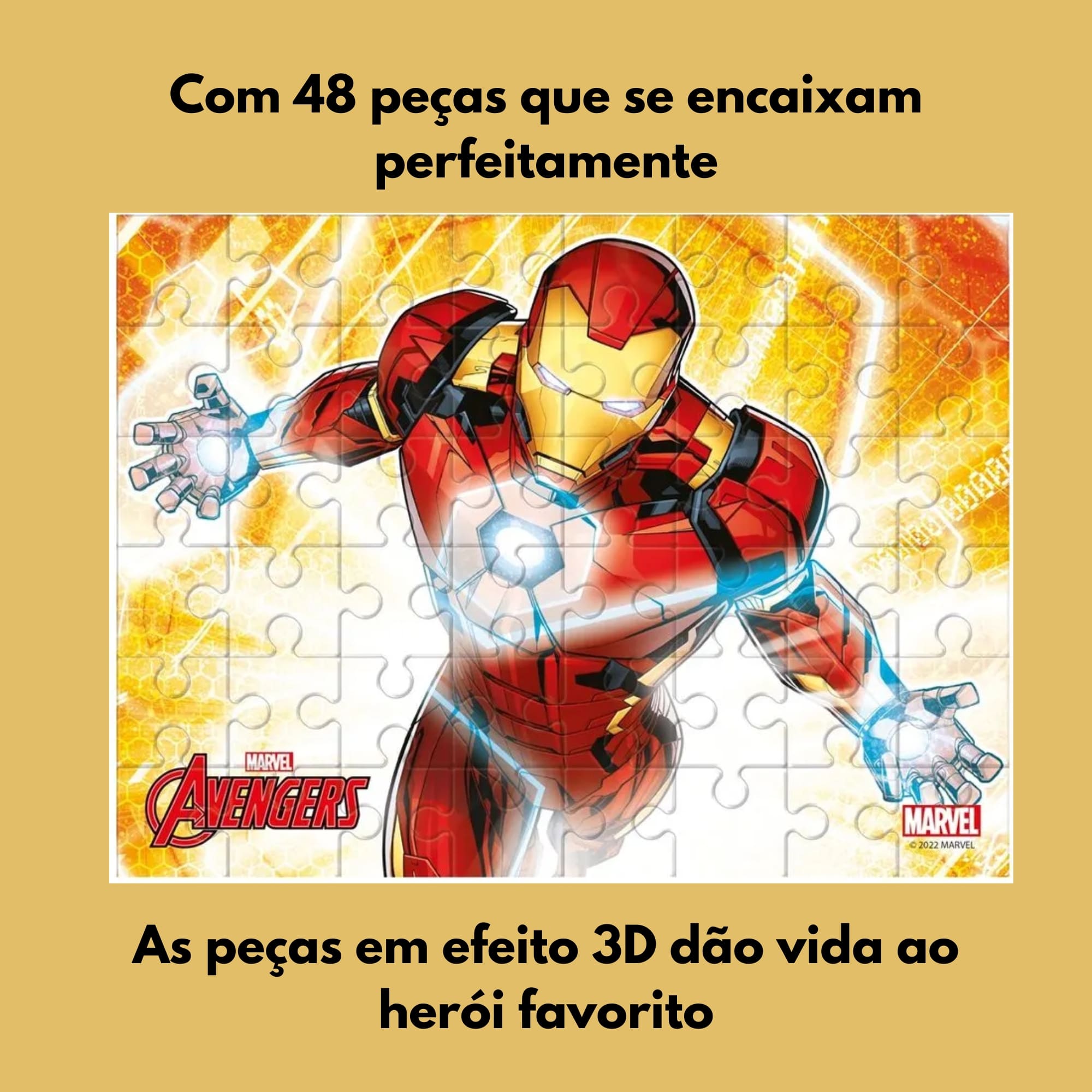 Brinquedo Infantil Quebra Cabeça 3D Homem de Ferro 48 Peças Multikids - BR2030