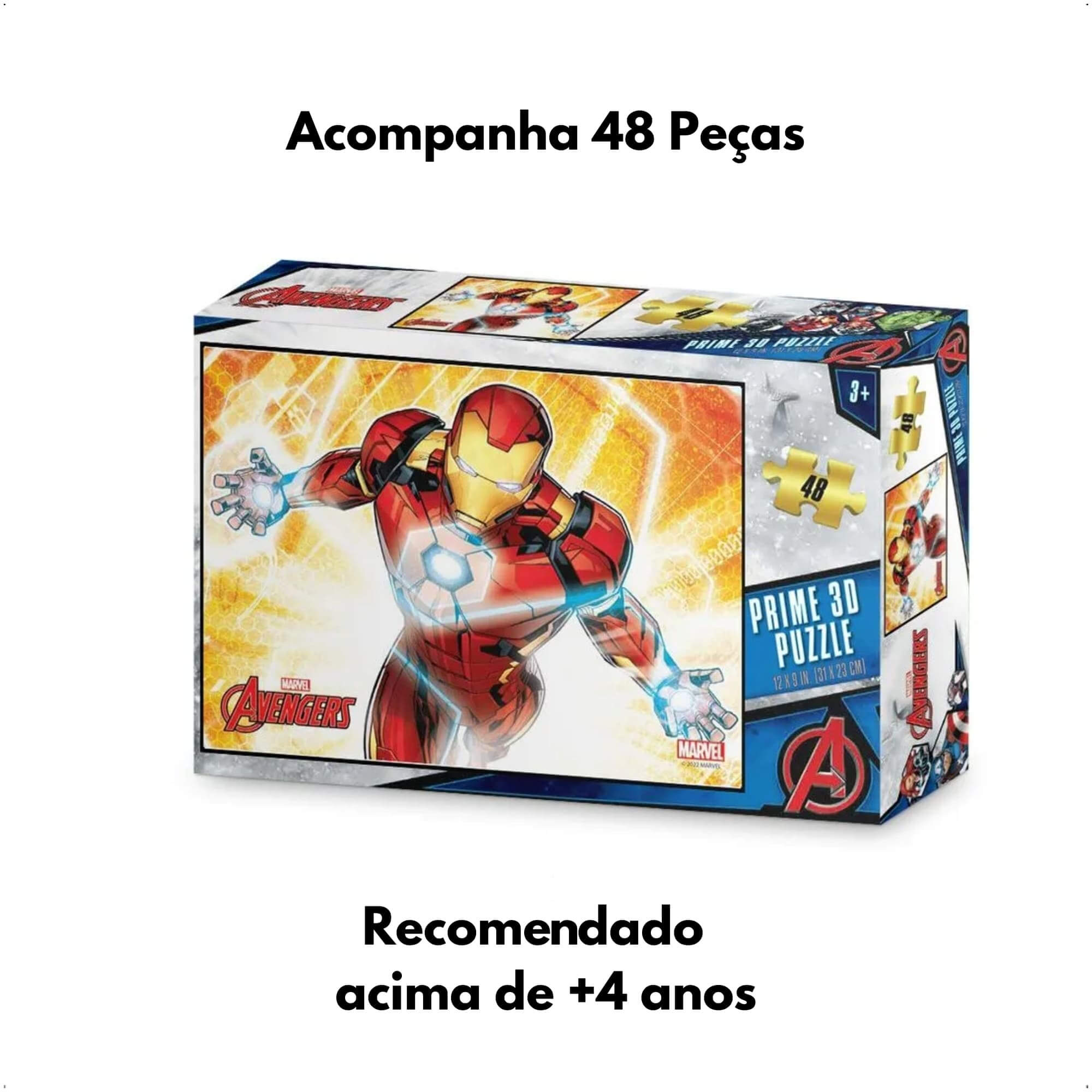 Brinquedo Infantil Quebra Cabeça 3D Homem de Ferro 48 Peças Multikids - BR2030