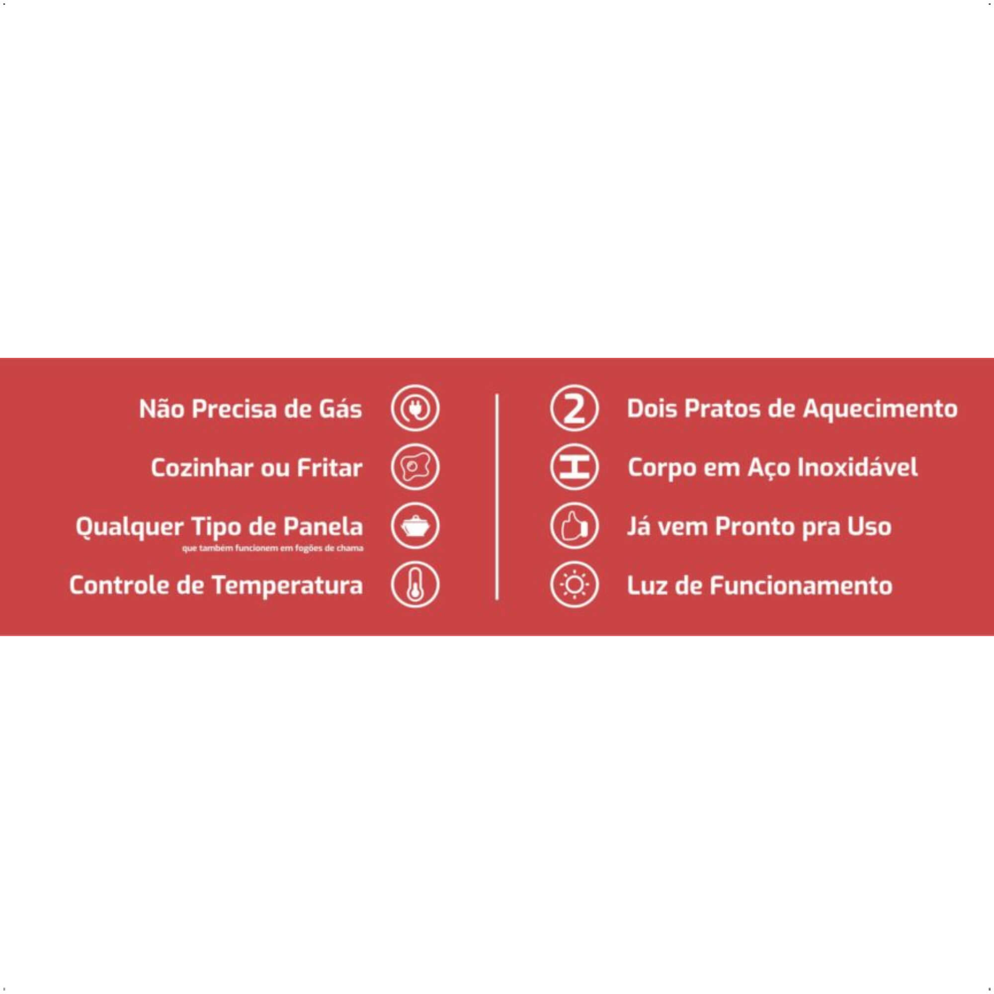 Fogão Elétrico De Mesa Portátil Agratto 127V 2000W 2 Bocas FM-01 - 4917