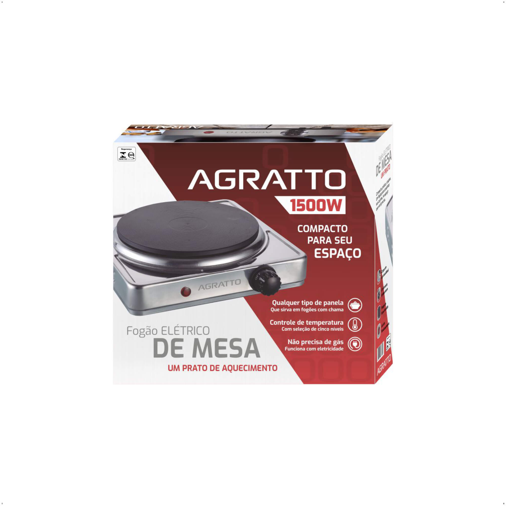 Fogão Elétrico de Mesa Cooktop 1 Boca 1500W 110V FMA-01 Agratto - 7958