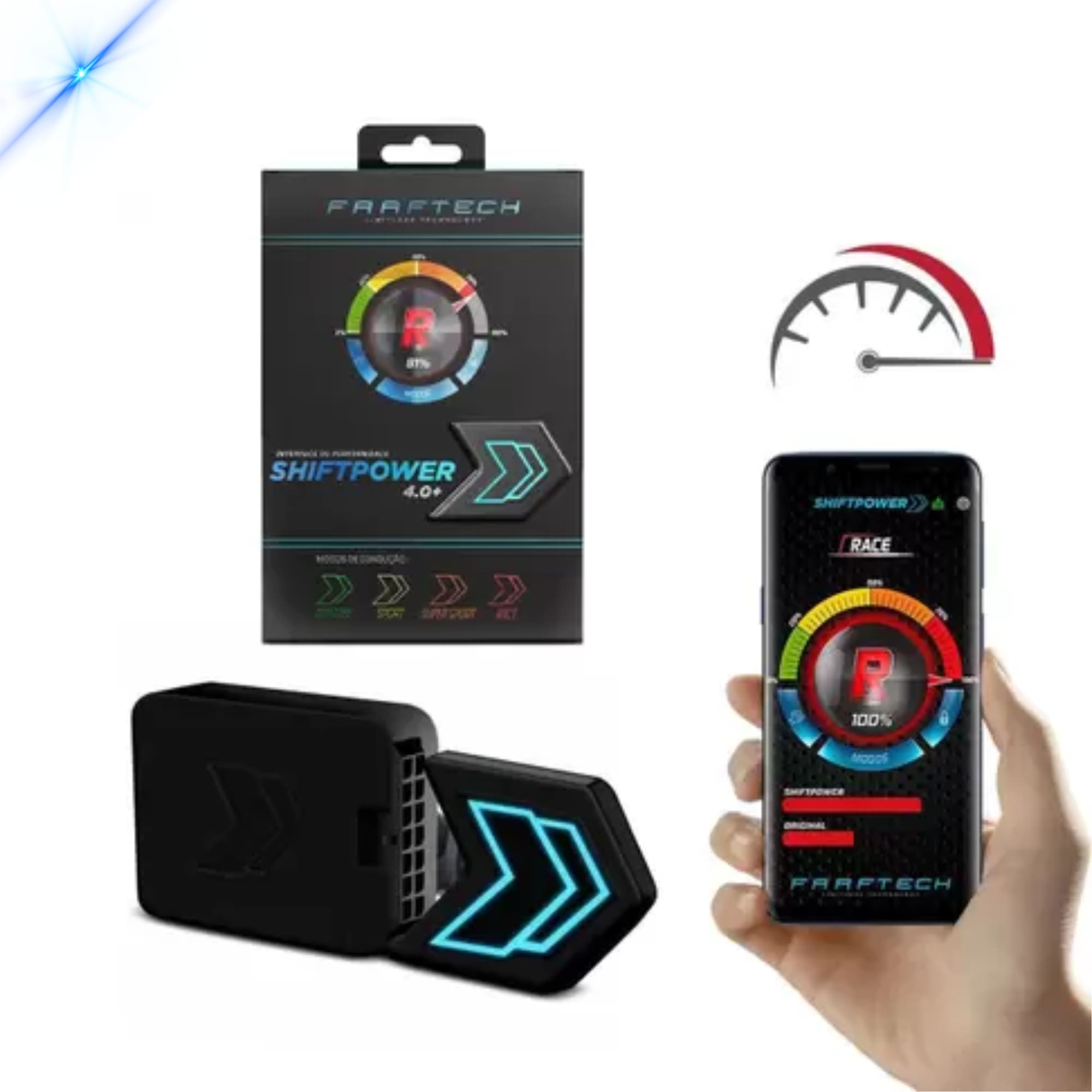 Shift Power Chip Pedal Acelerador Controle por App Plug and play Kyron, Rexton Faaftech - FT-SP17+