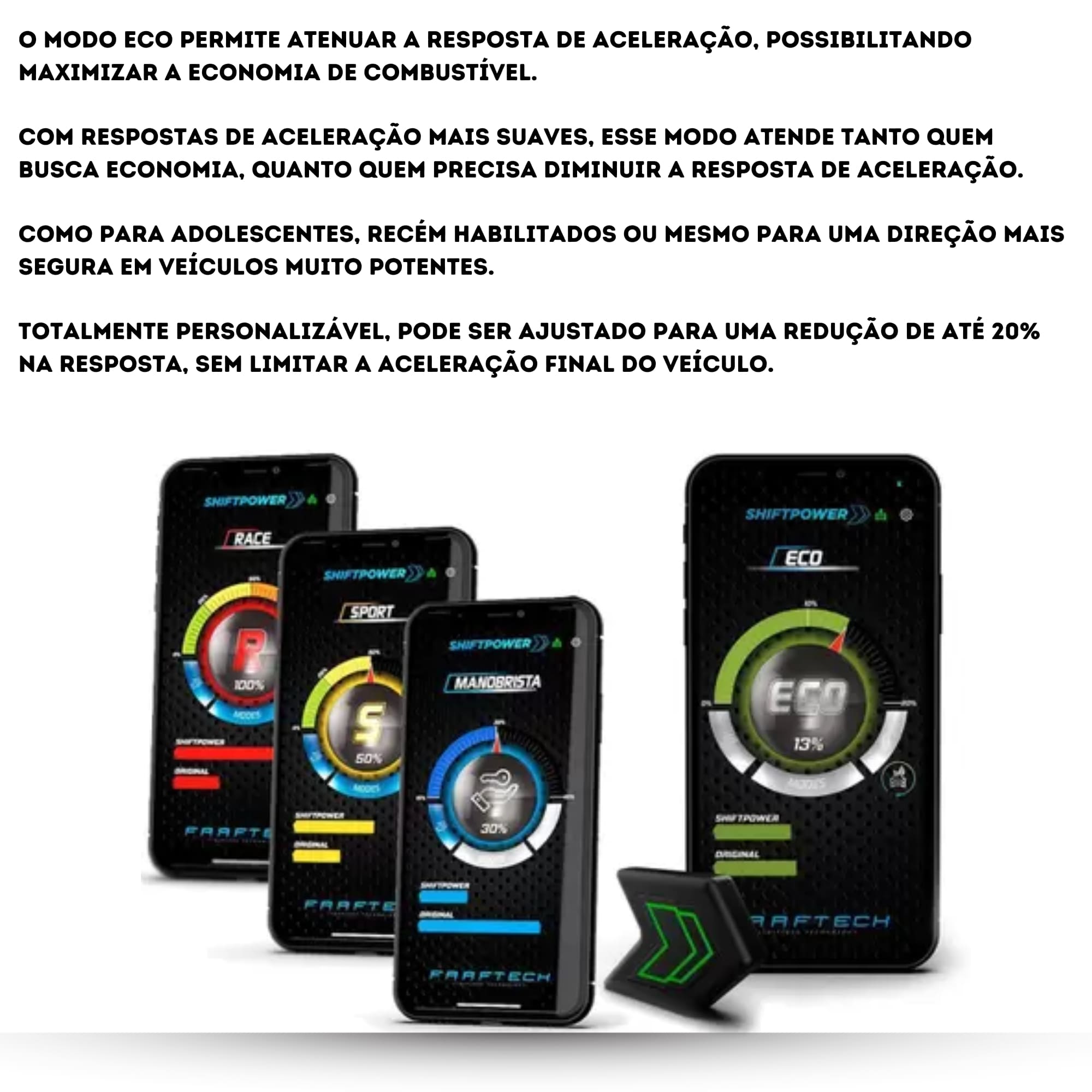Shift Power Chip Pedal Acelerador Controle por App Plug and play Kyron, Rexton Faaftech - FT-SP17+